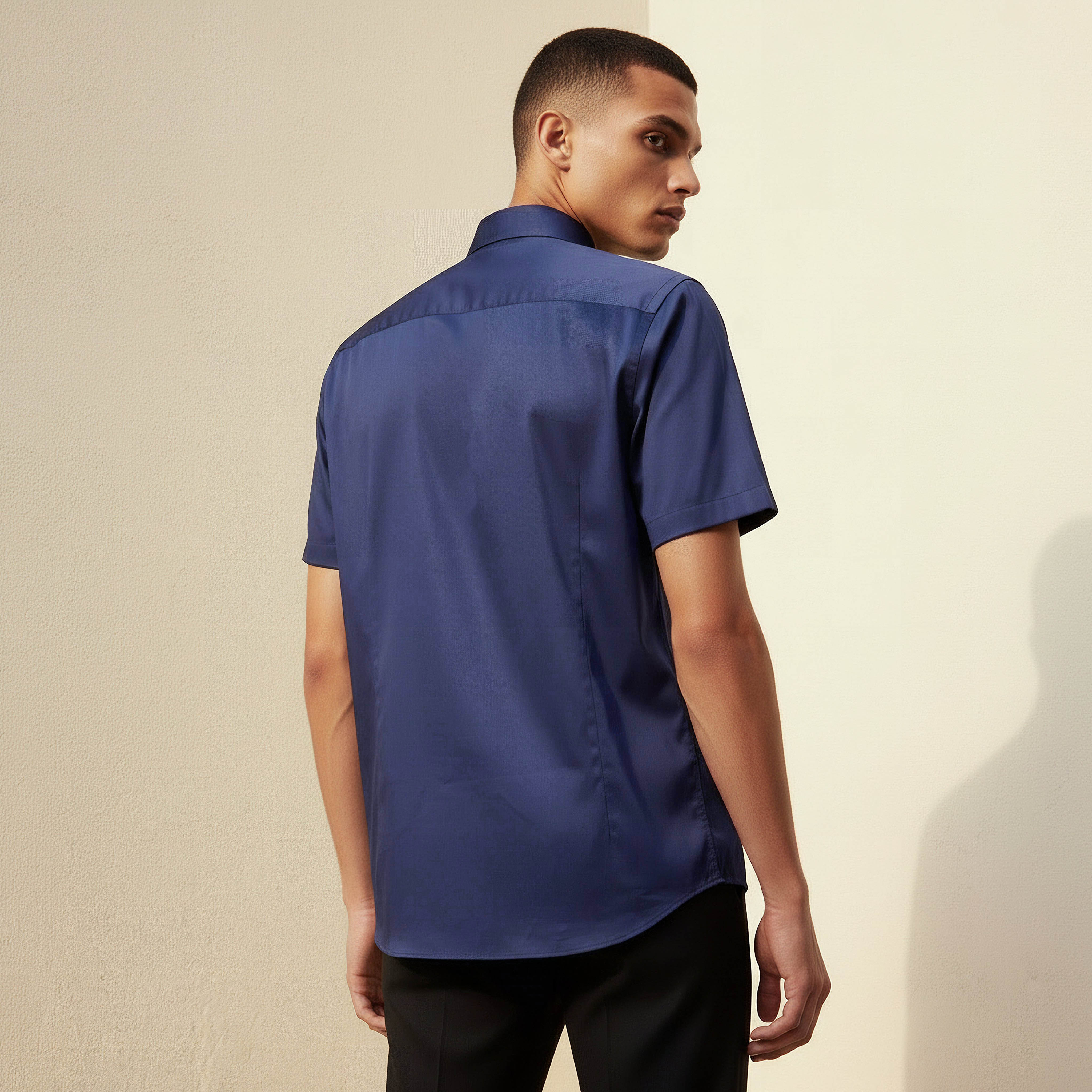 Men Slim Fit Collared Short Sleeve Shirt-men-clothing-shirts-image-3