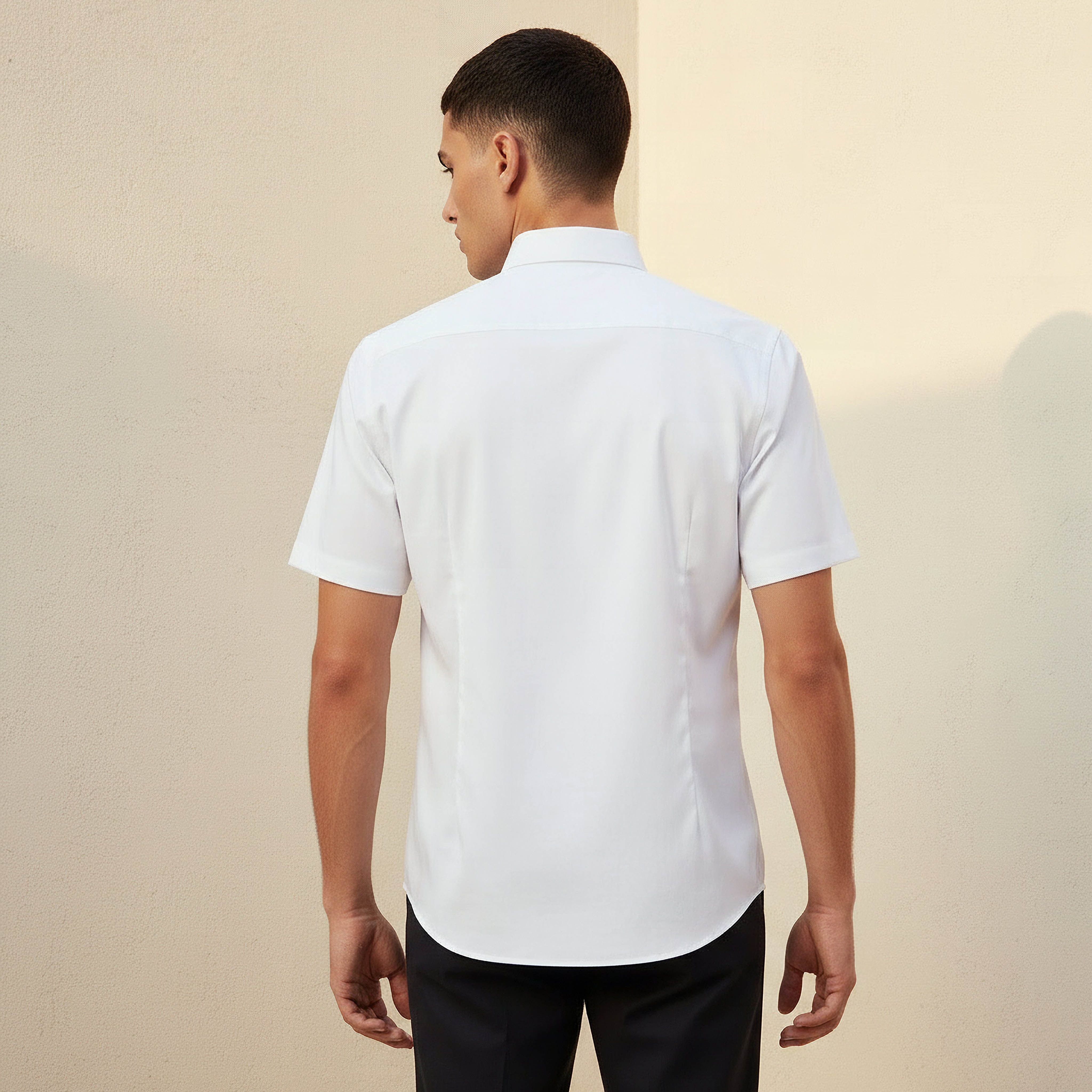 Men Slim Fit Collared Short Sleeve Shirt-men-clothing-shirts-image-3