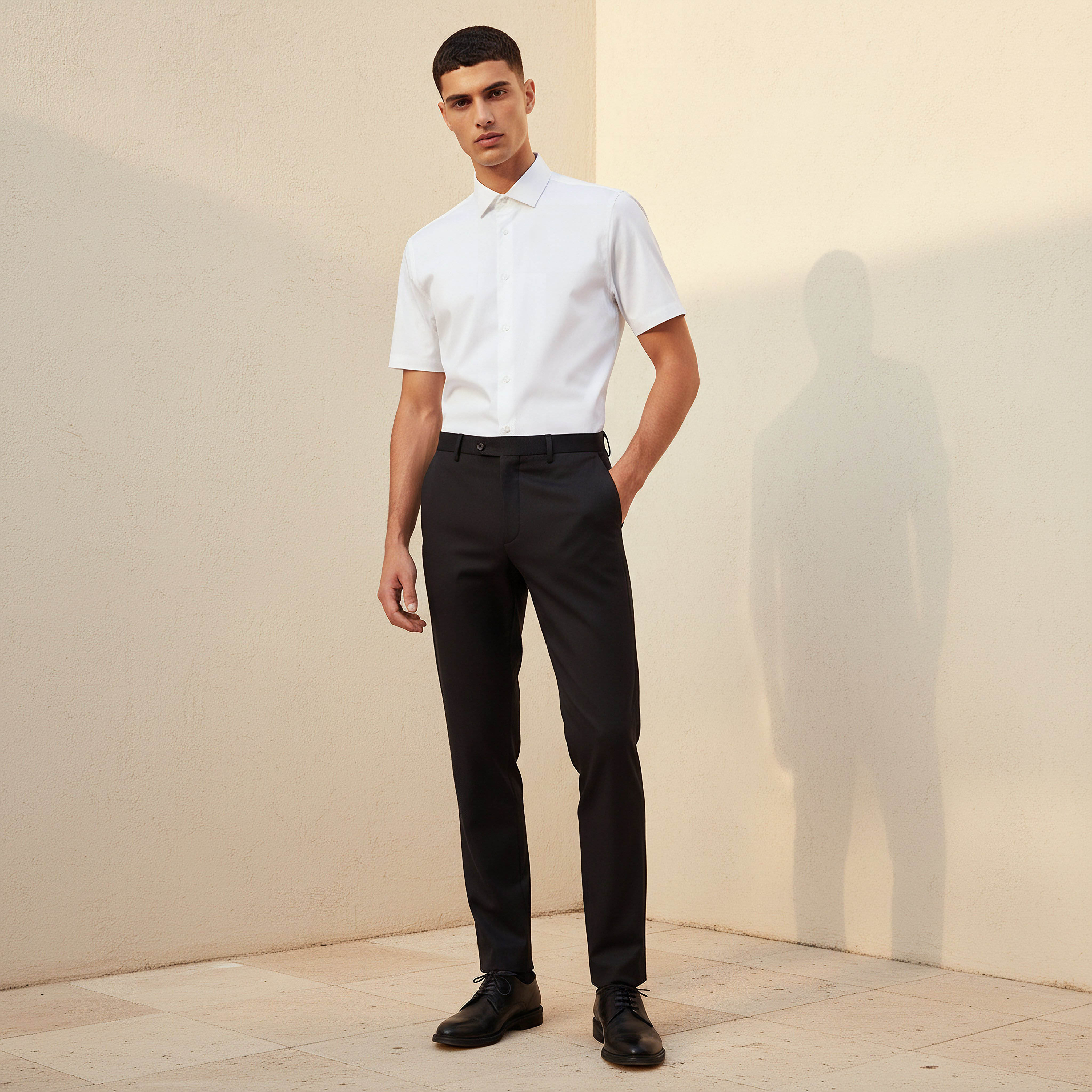 Men Slim Fit Collared Short Sleeve Shirt-men-clothing-shirts-image-4