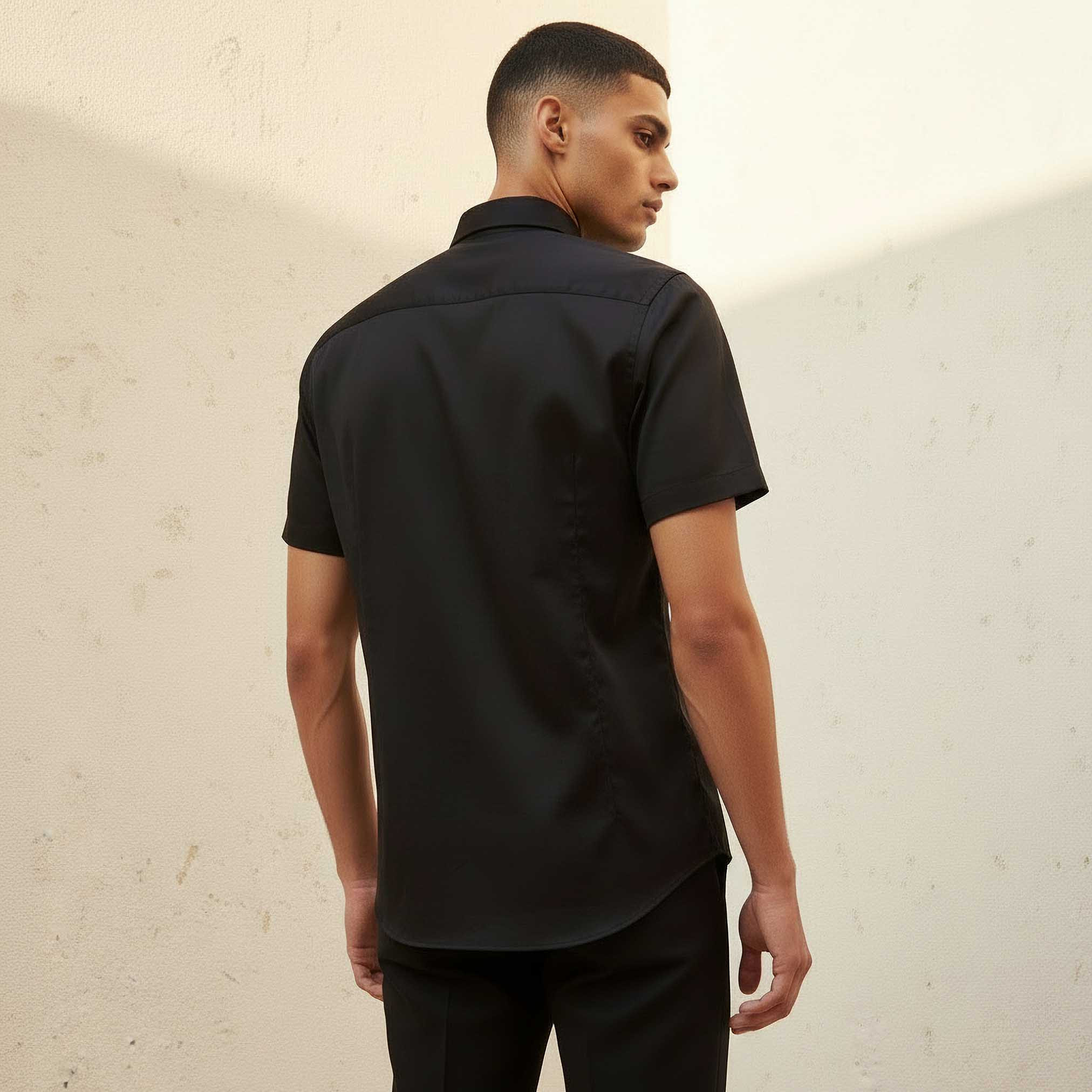 Men Slim Fit Collared Short Sleeve Shirt-men-clothing-shirts-image-3