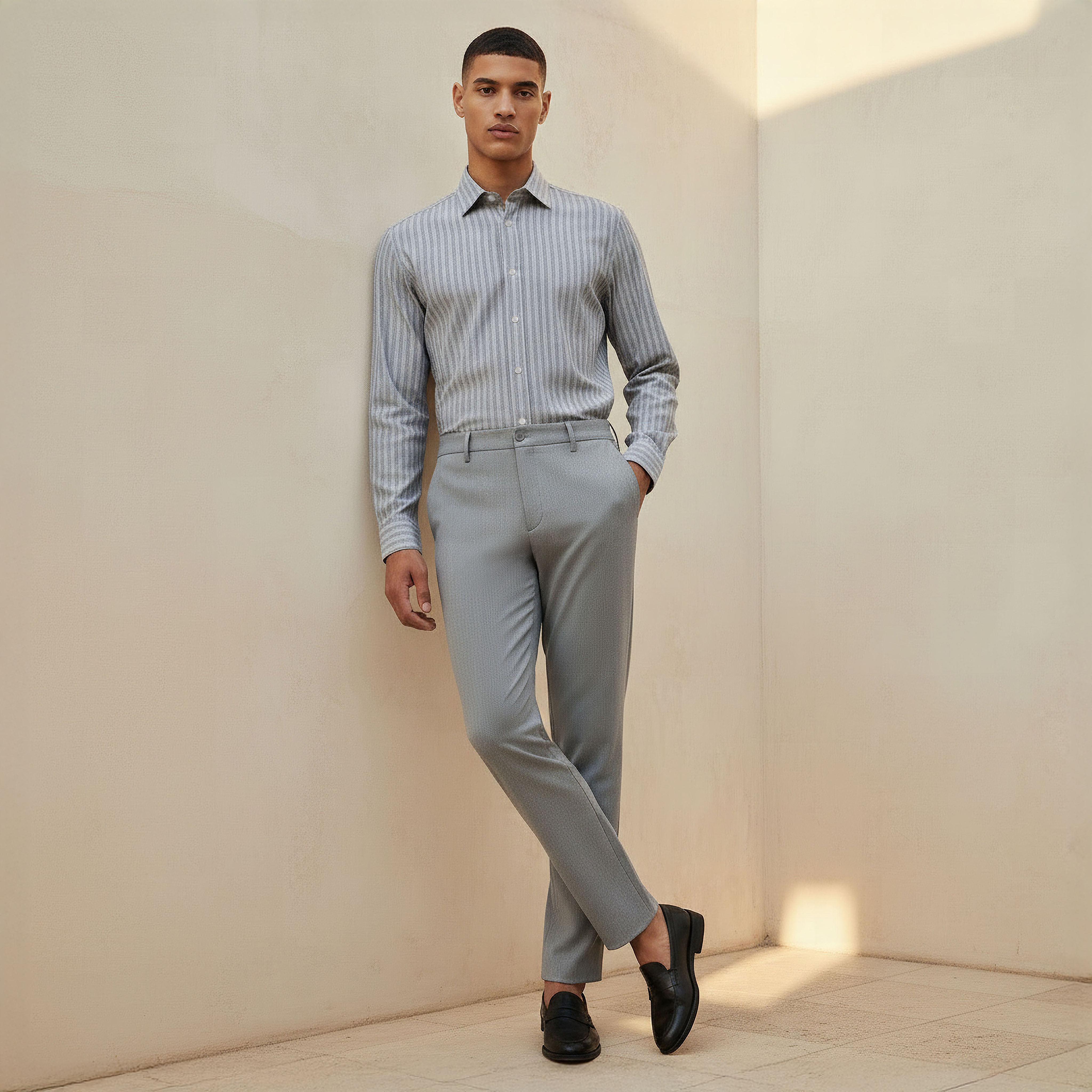 Regular Fit Bi-Stretch Flexi Waist Formal Trousers-men-clothing-bottoms-trousersandchinos-trousers-image-3