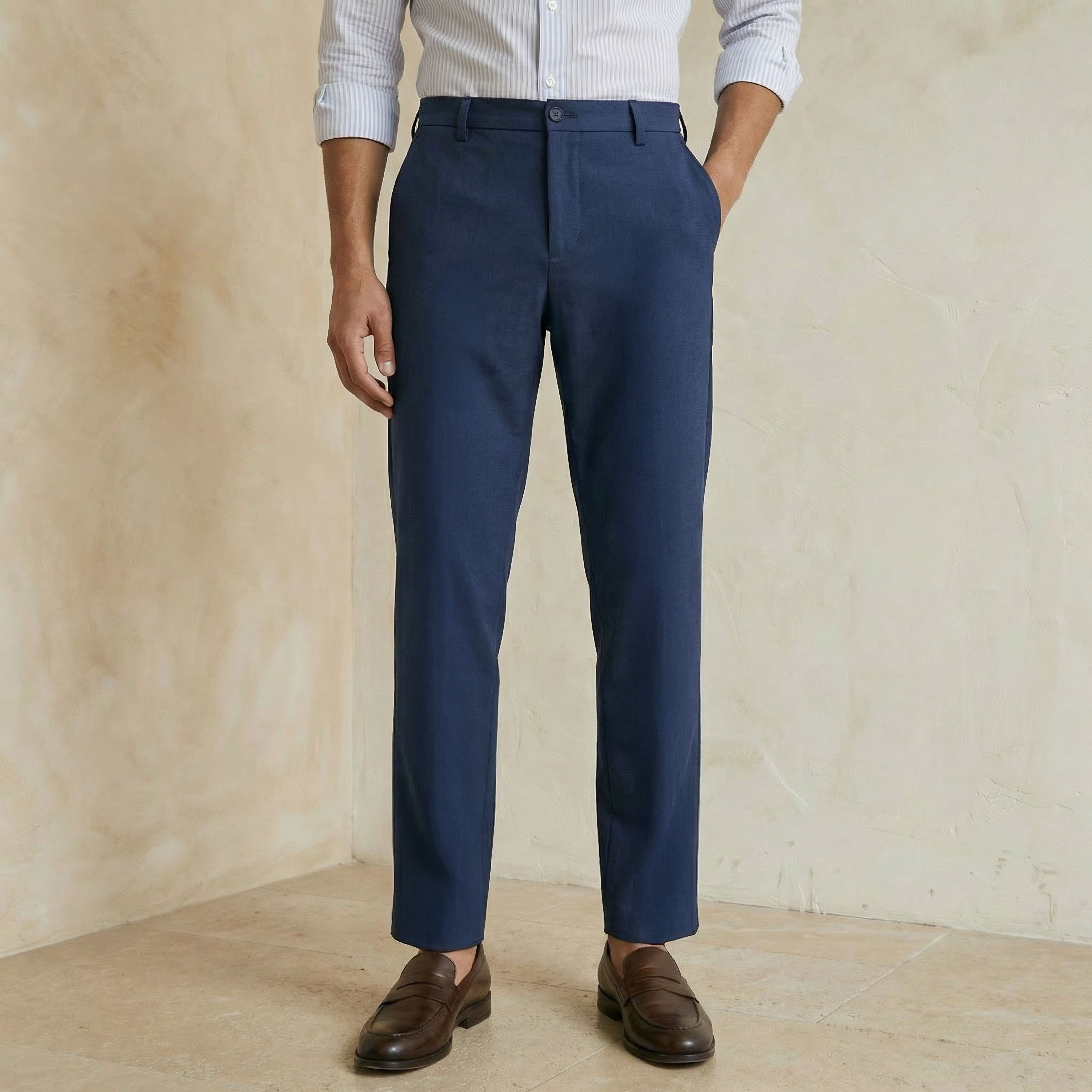 Regular Fit Bi-Stretch Flexi Waist Formal Trousers-men-clothing-bottoms-trousersandchinos-trousers-image-1