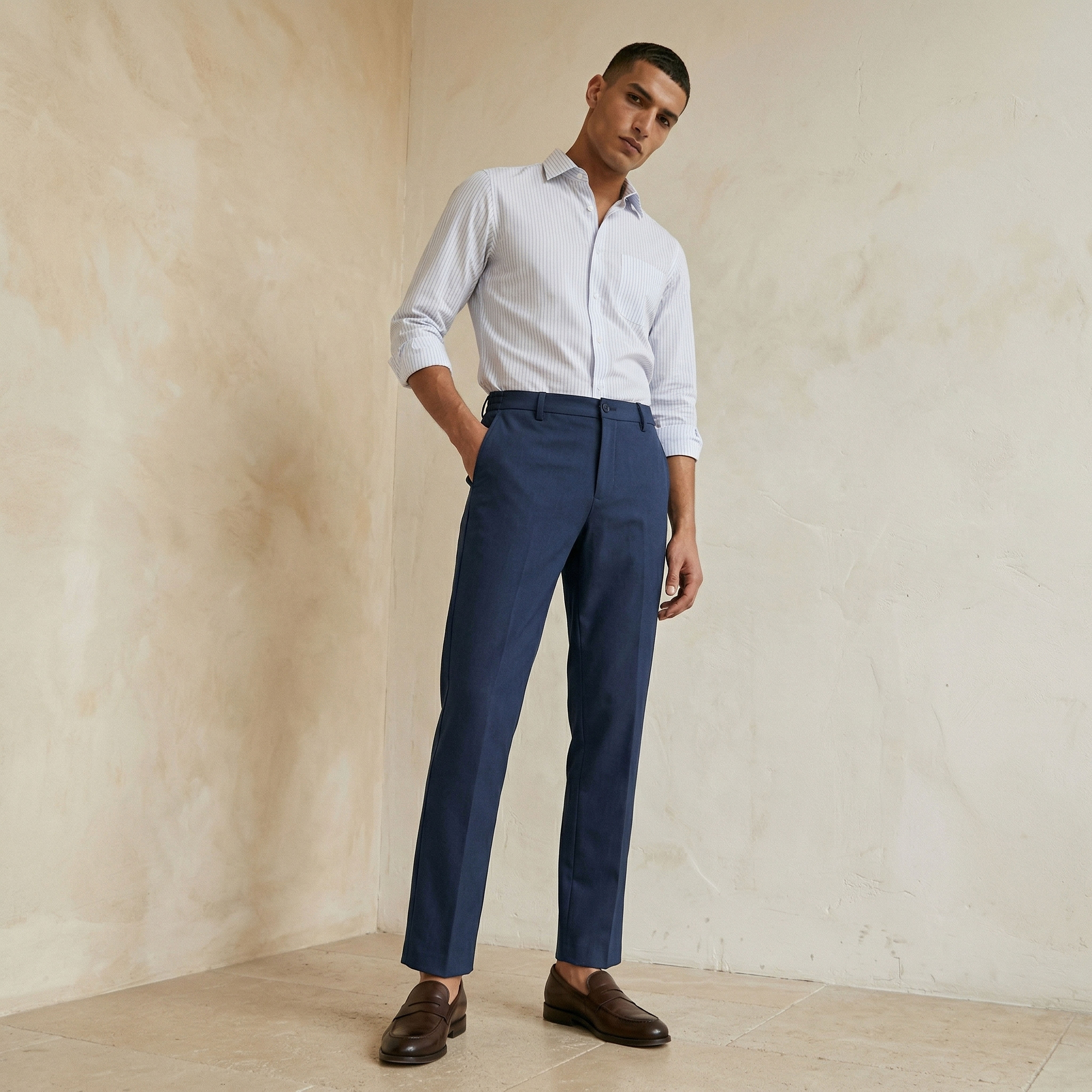 Regular Fit Bi-Stretch Flexi Waist Formal Trousers-men-clothing-bottoms-trousersandchinos-trousers-image-3