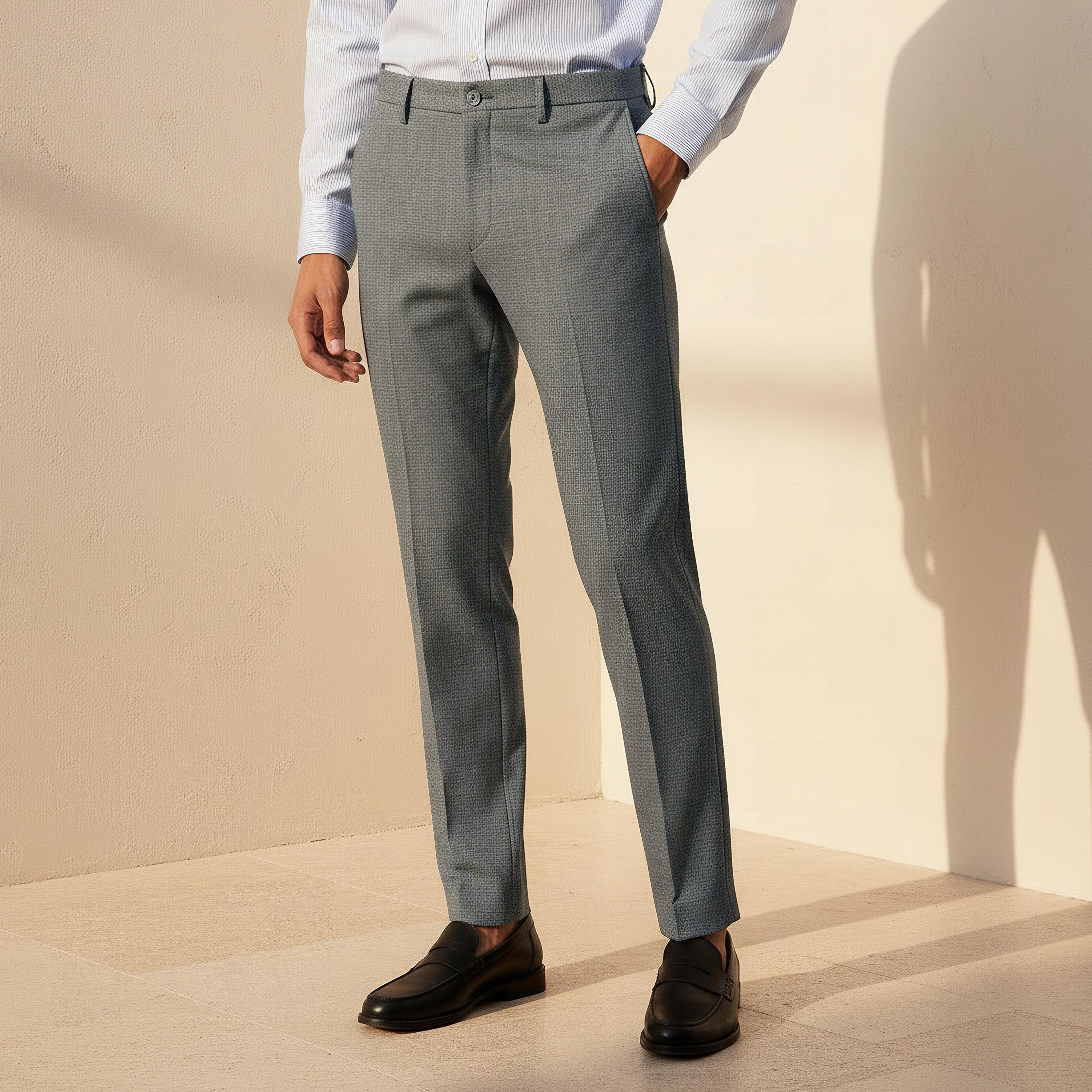 Slim Fit Flexi Waist Formal Trousers-men-clothing-bottoms-trousersandchinos-trousers-image-1