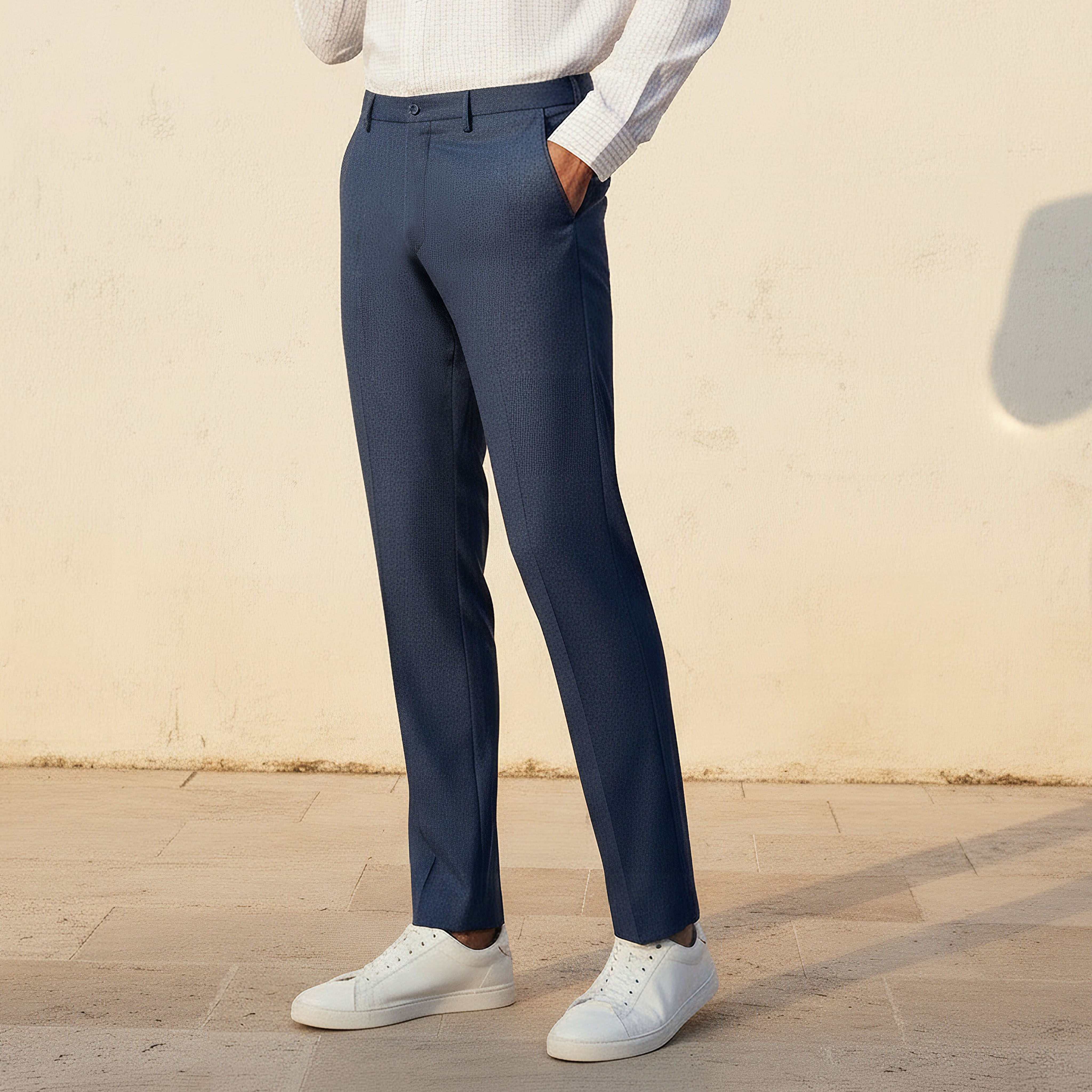 Slim Fit Flexi Waist Formal Trousers-men-clothing-bottoms-trousersandchinos-trousers-image-1