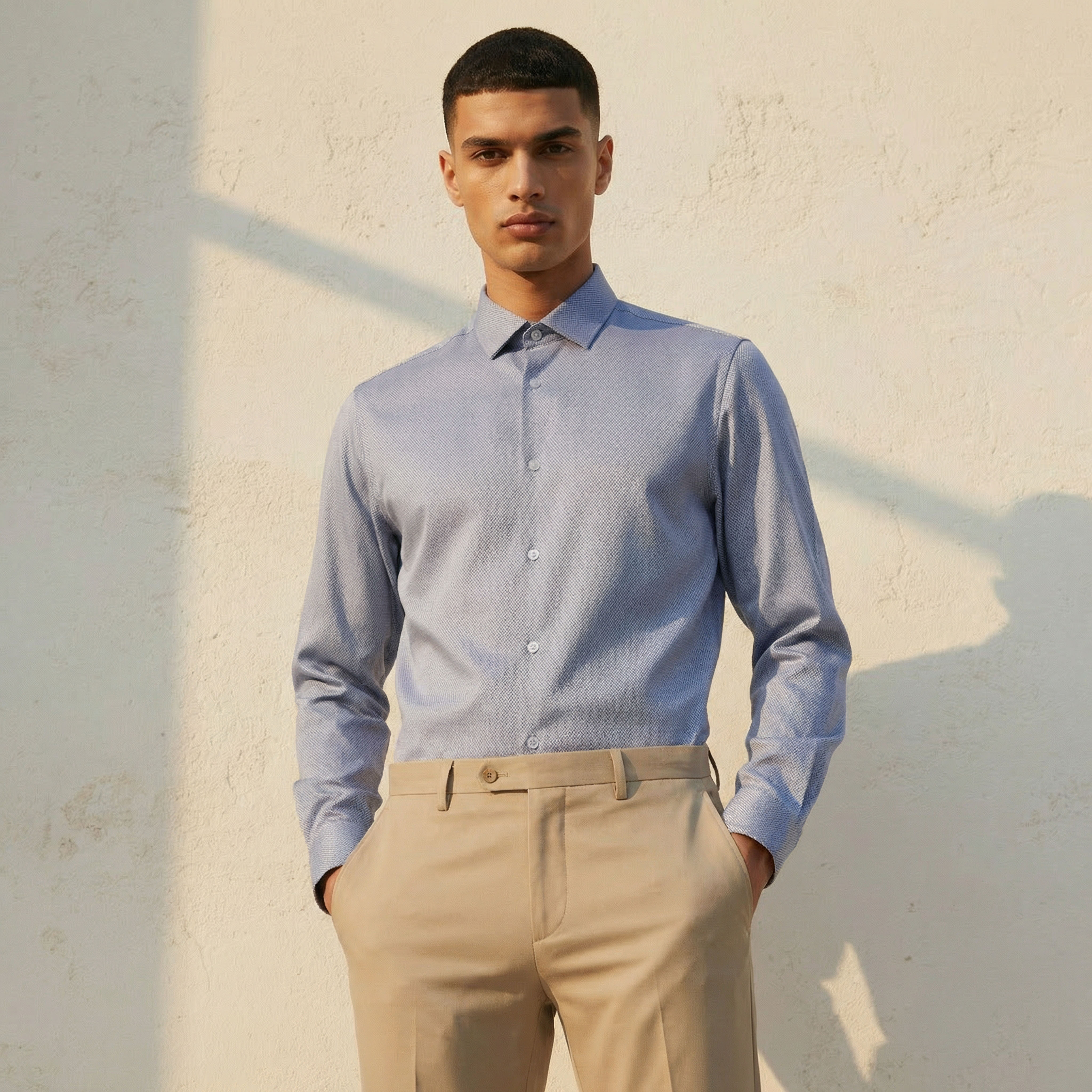 Men Regular Fit Collared Textured Long Sleeves Shirt-men-clothing-shirts-image-1