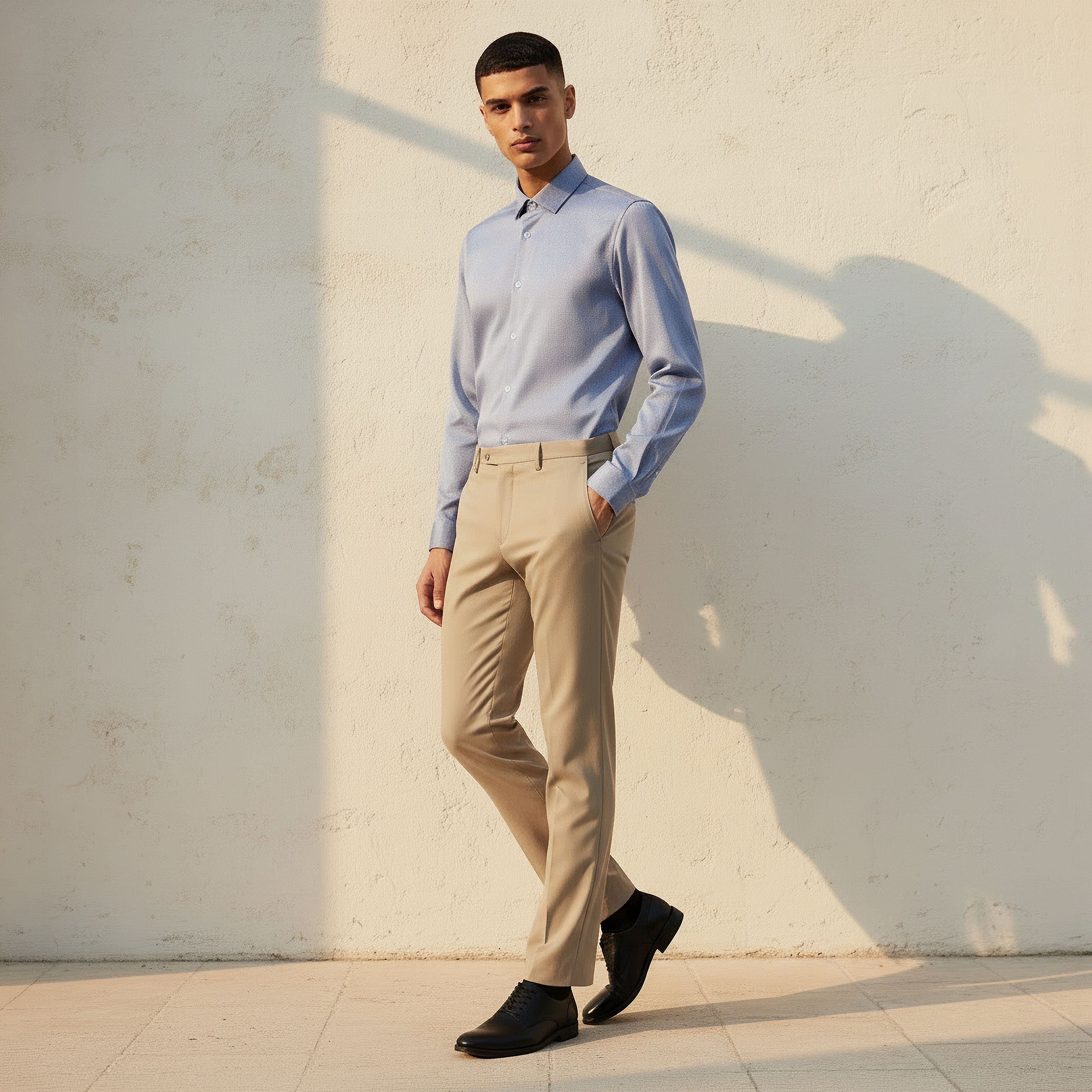 Men Regular Fit Collared Textured Long Sleeves Shirt-men-clothing-shirts-image-3