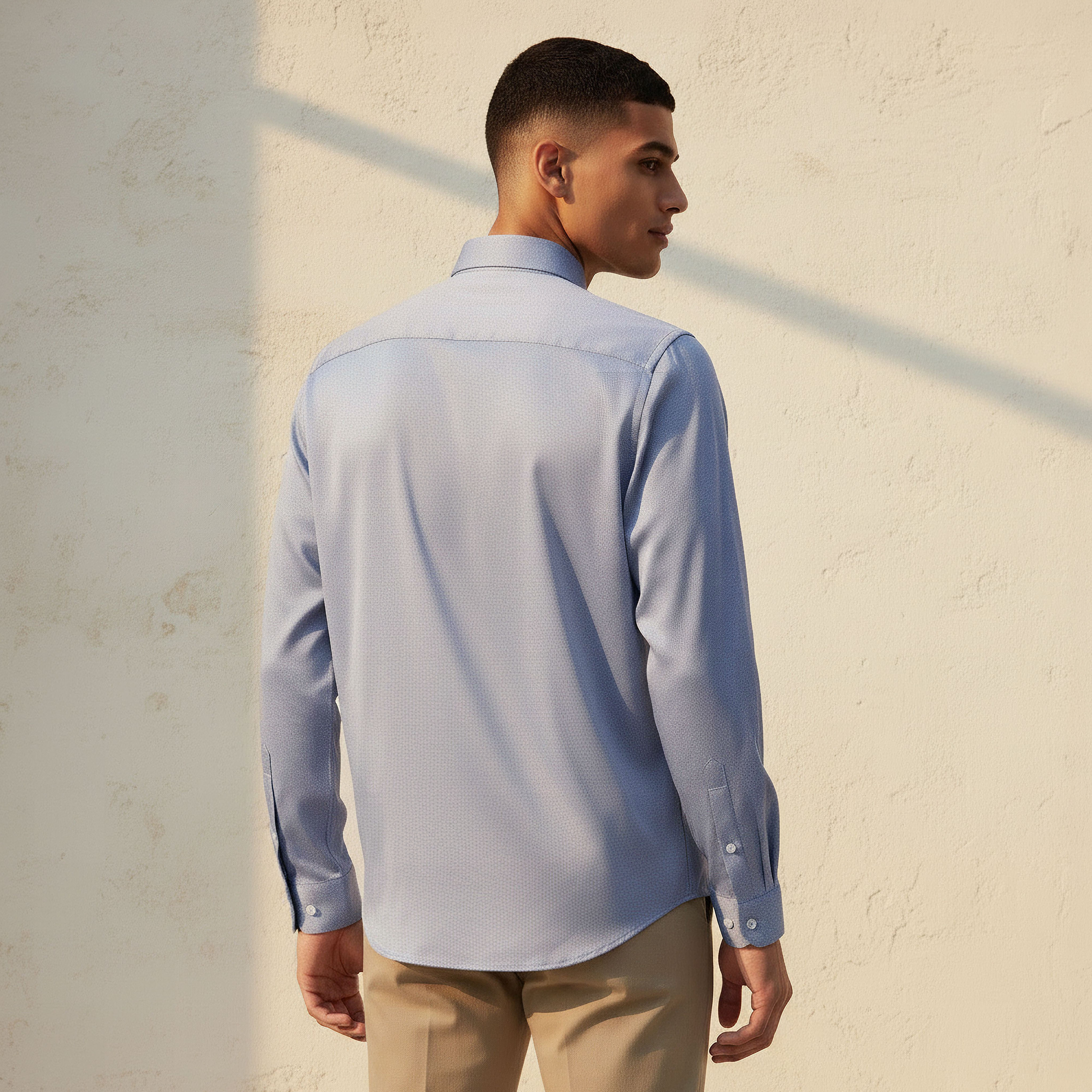 Men Regular Fit Collared Textured Long Sleeves Shirt-men-clothing-shirts-image-4