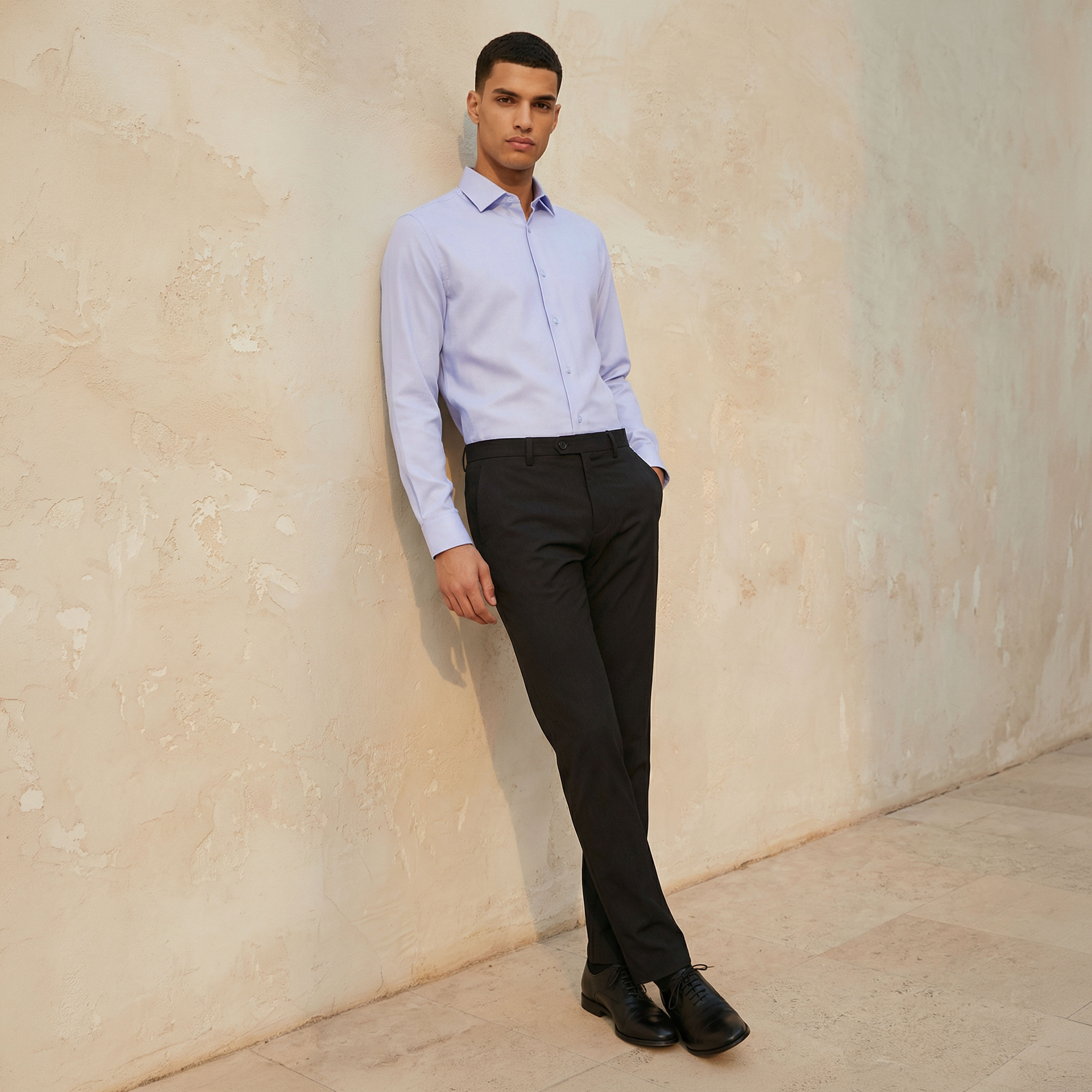 قميص بقصة عادية وياقة وملمس بارز وأكمام طويلة للرجال-men-clothing-shirts-image-3