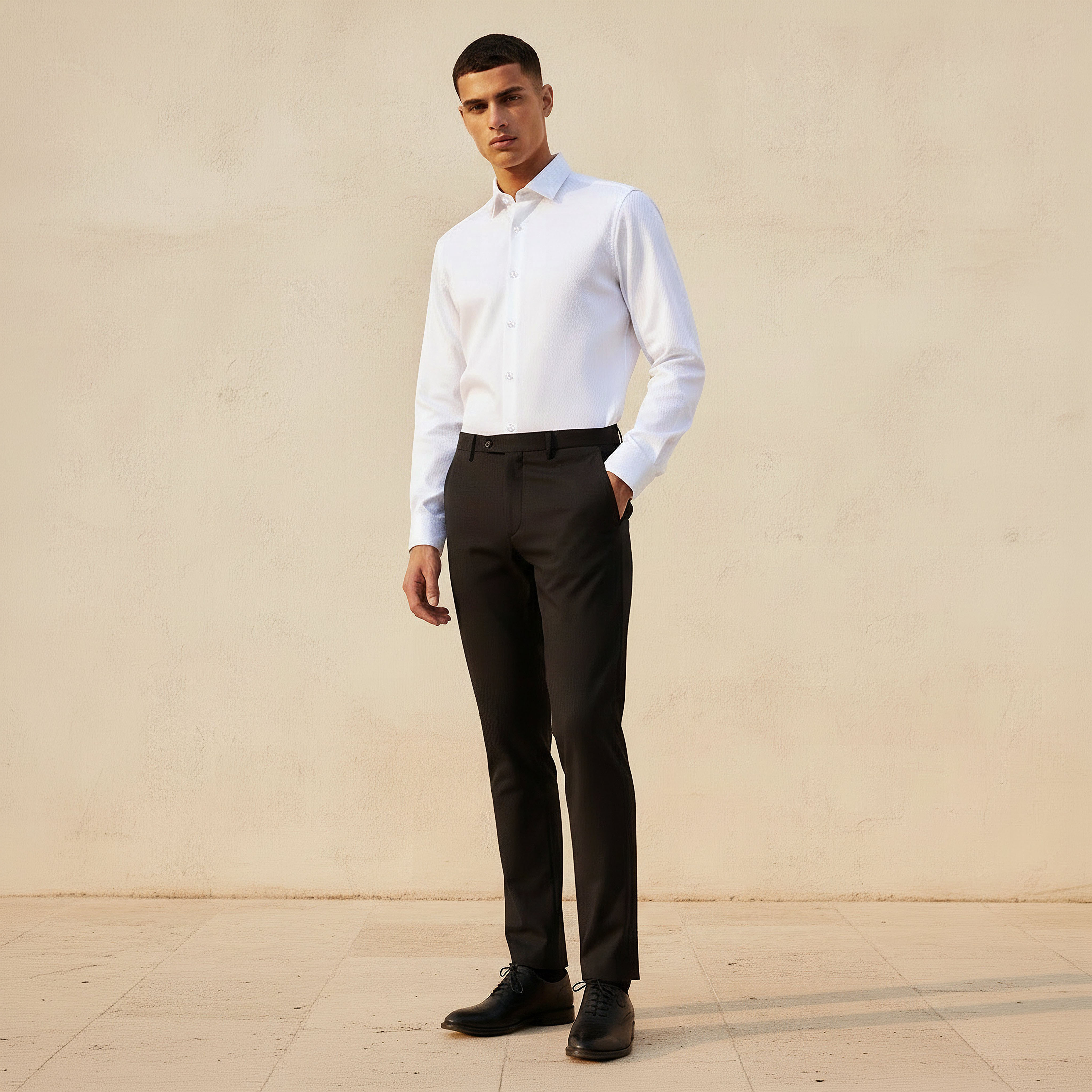 Men Regular Fit Collared Textured Long Sleeves Shirt-men-clothing-shirts-image-3
