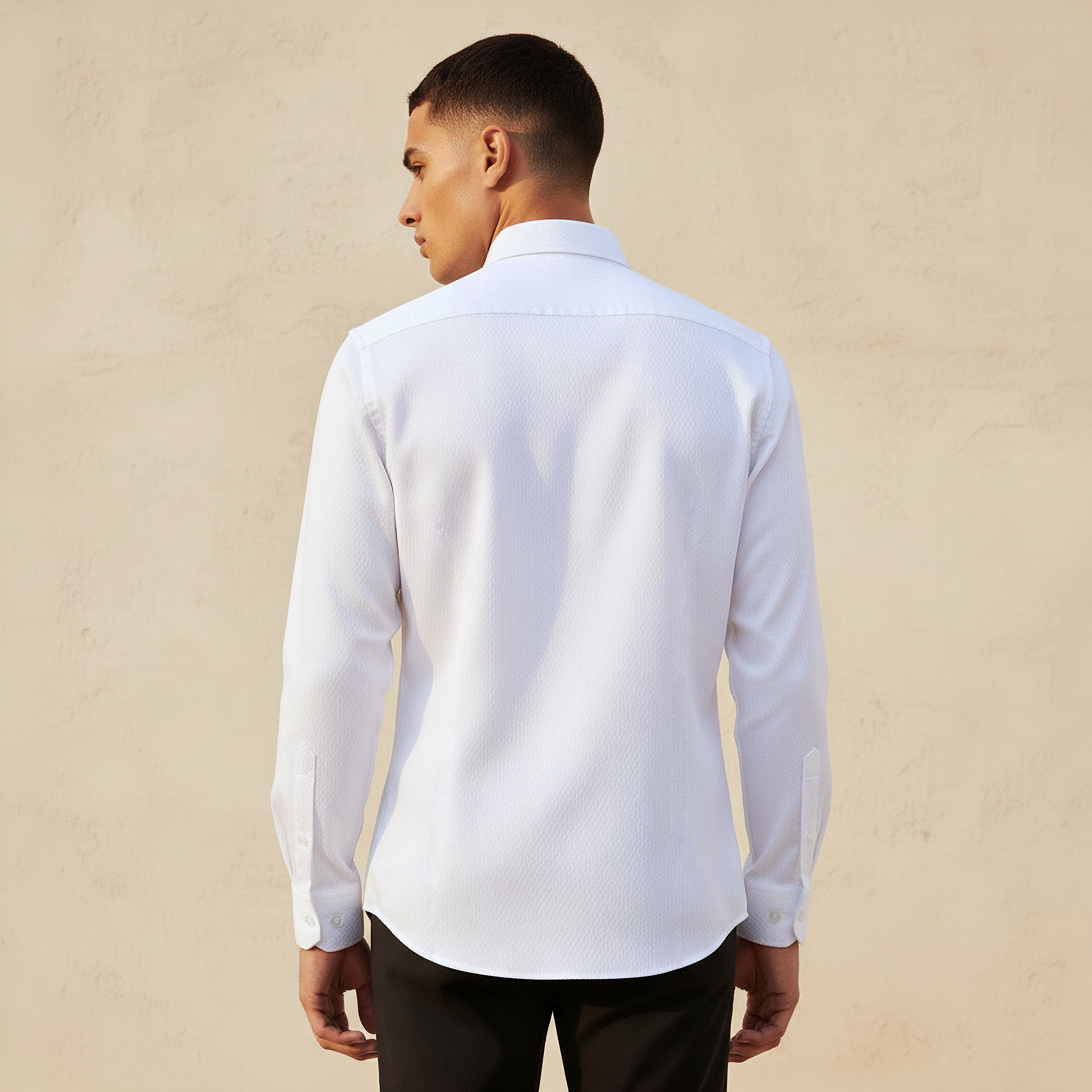 Men Regular Fit Collared Textured Long Sleeves Shirt-men-clothing-shirts-image-4