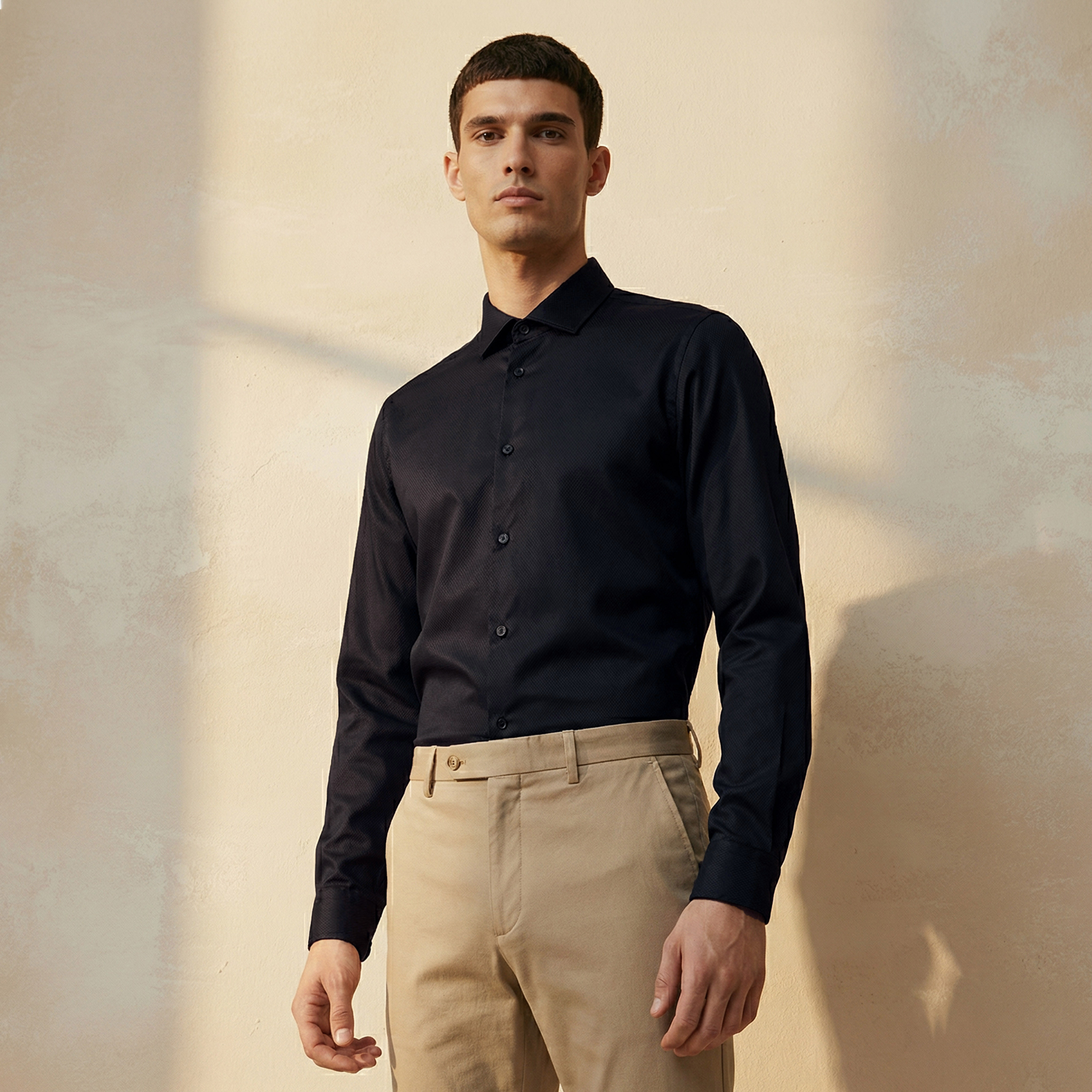 Men Slim Fit Collared Textured Long Sleeves Shirt-PROMO_SP_BH_2FOR17_110625-image-1