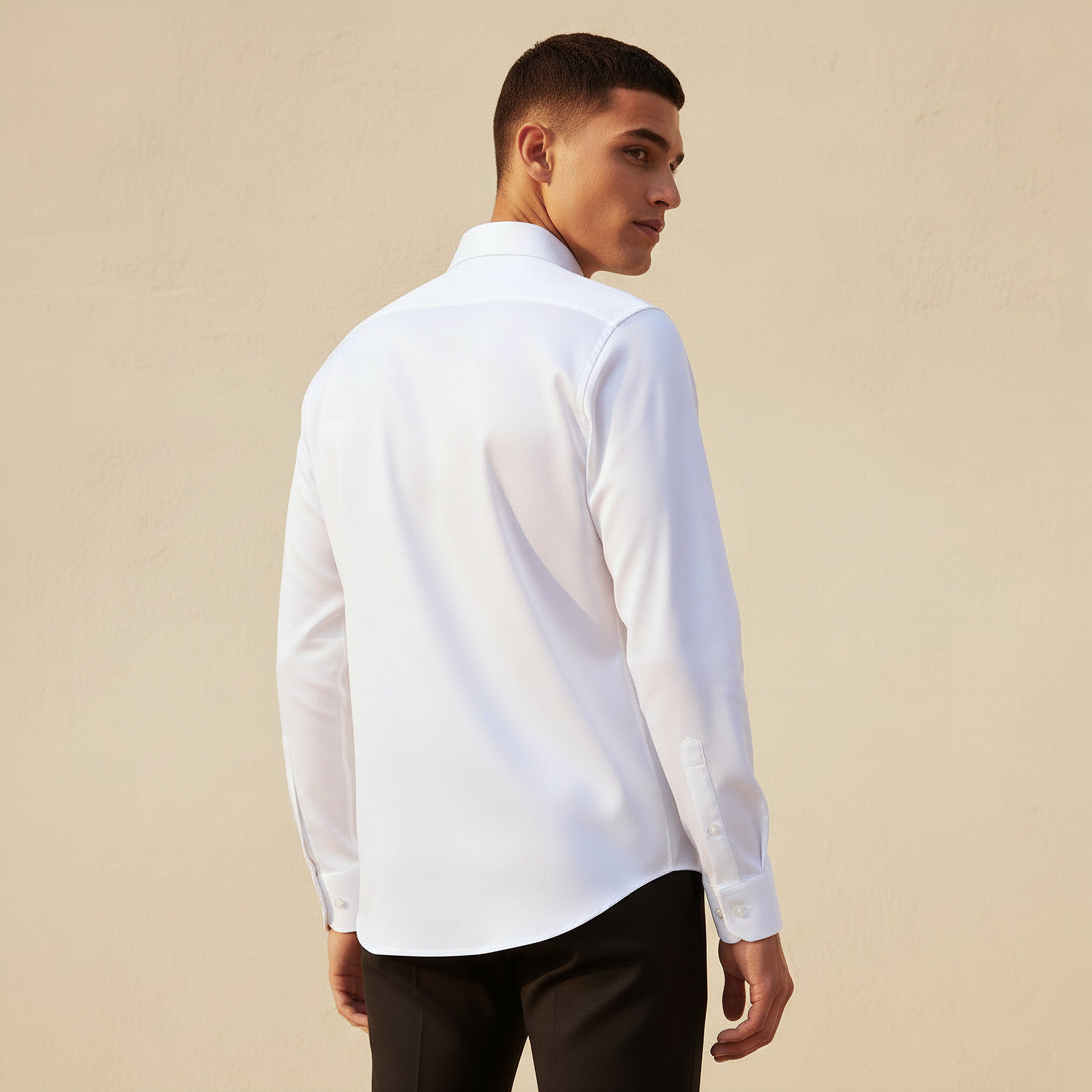 Men Slim Fit Collared Textured Long Sleeves Shirt-men-clothing-shirts-image-4