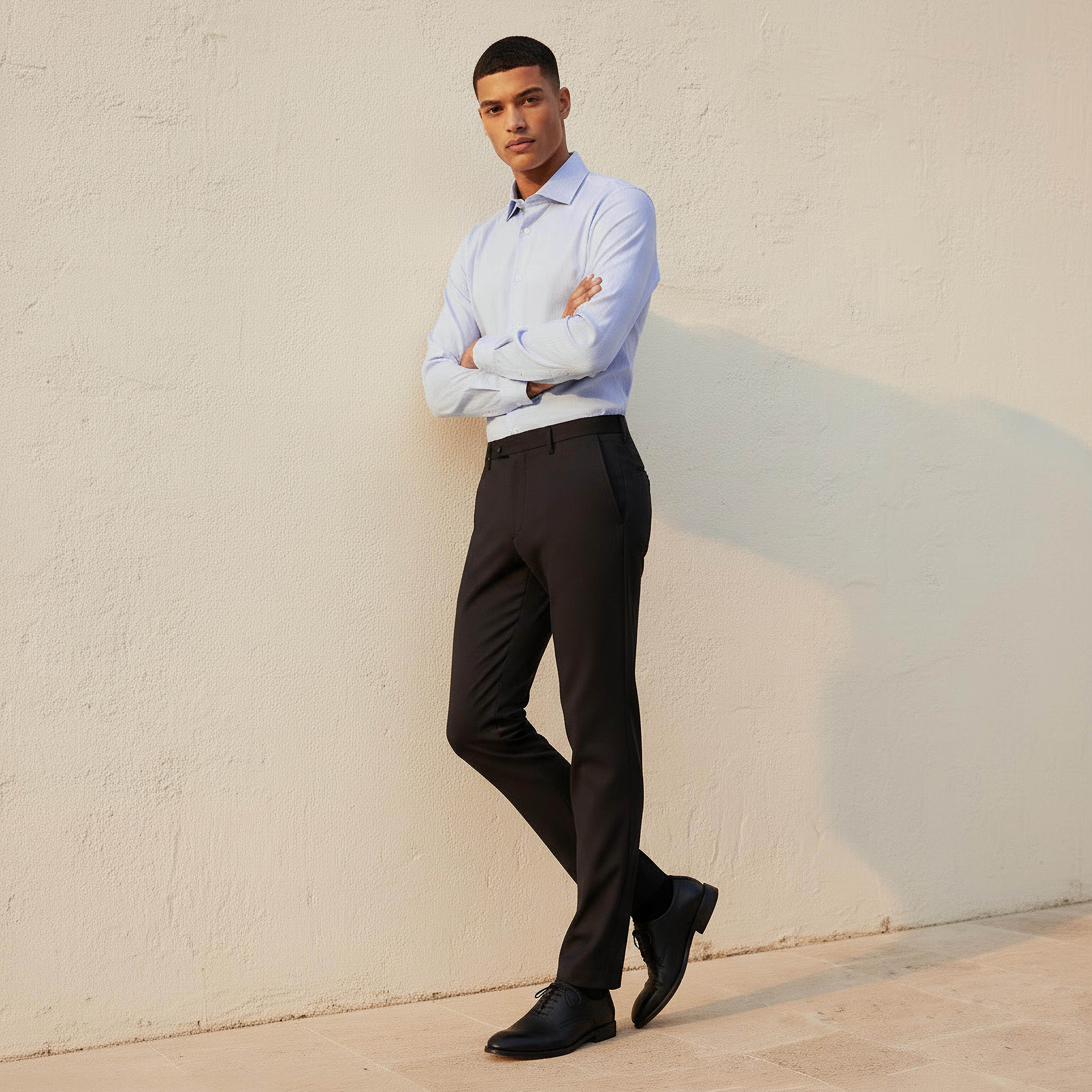 قميص مقلم بقصة سليم وياقة وأكمام طويلة للرجال-men-clothing-shirts-image-3