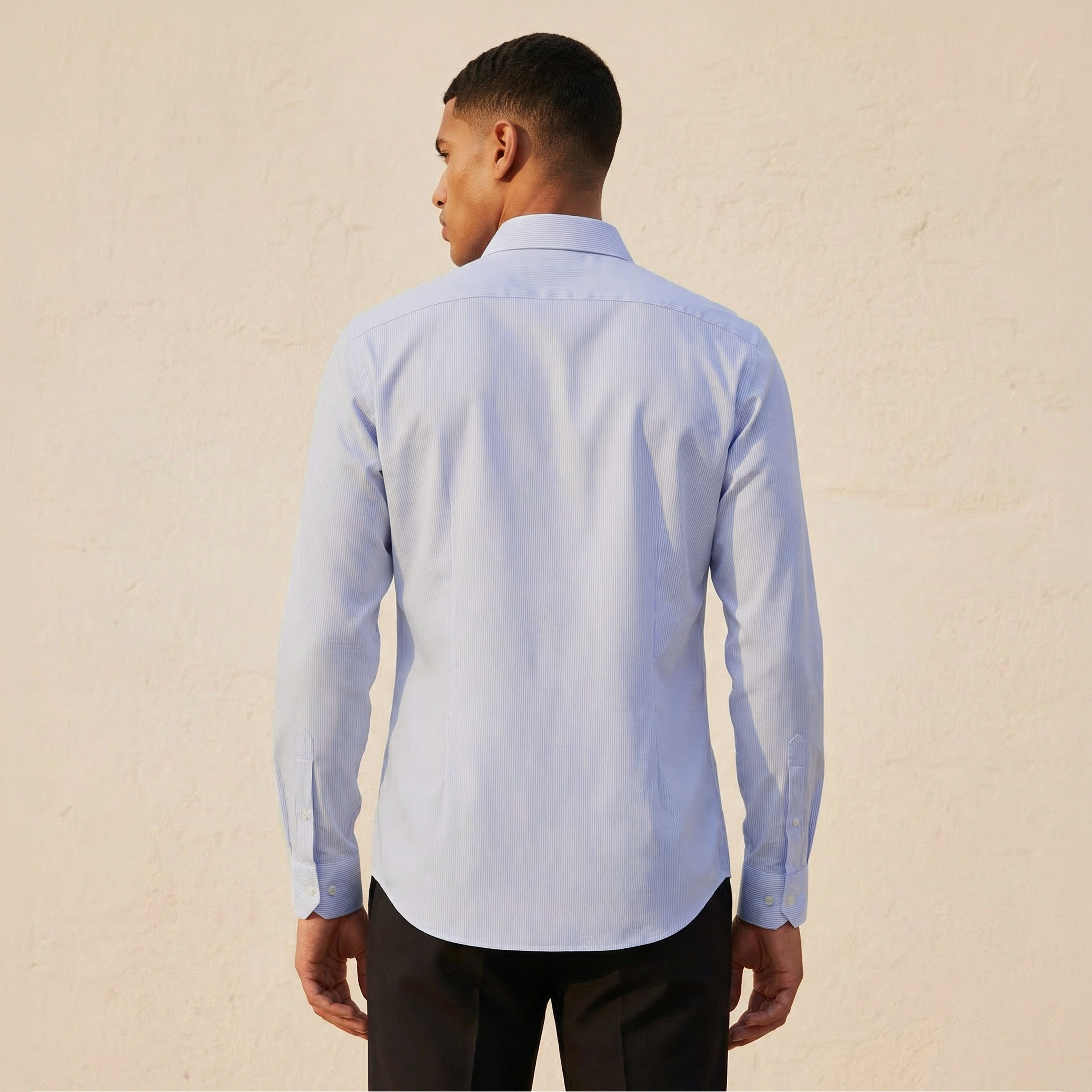 قميص مقلم بقصة سليم وياقة وأكمام طويلة للرجال-men-clothing-shirts-image-4