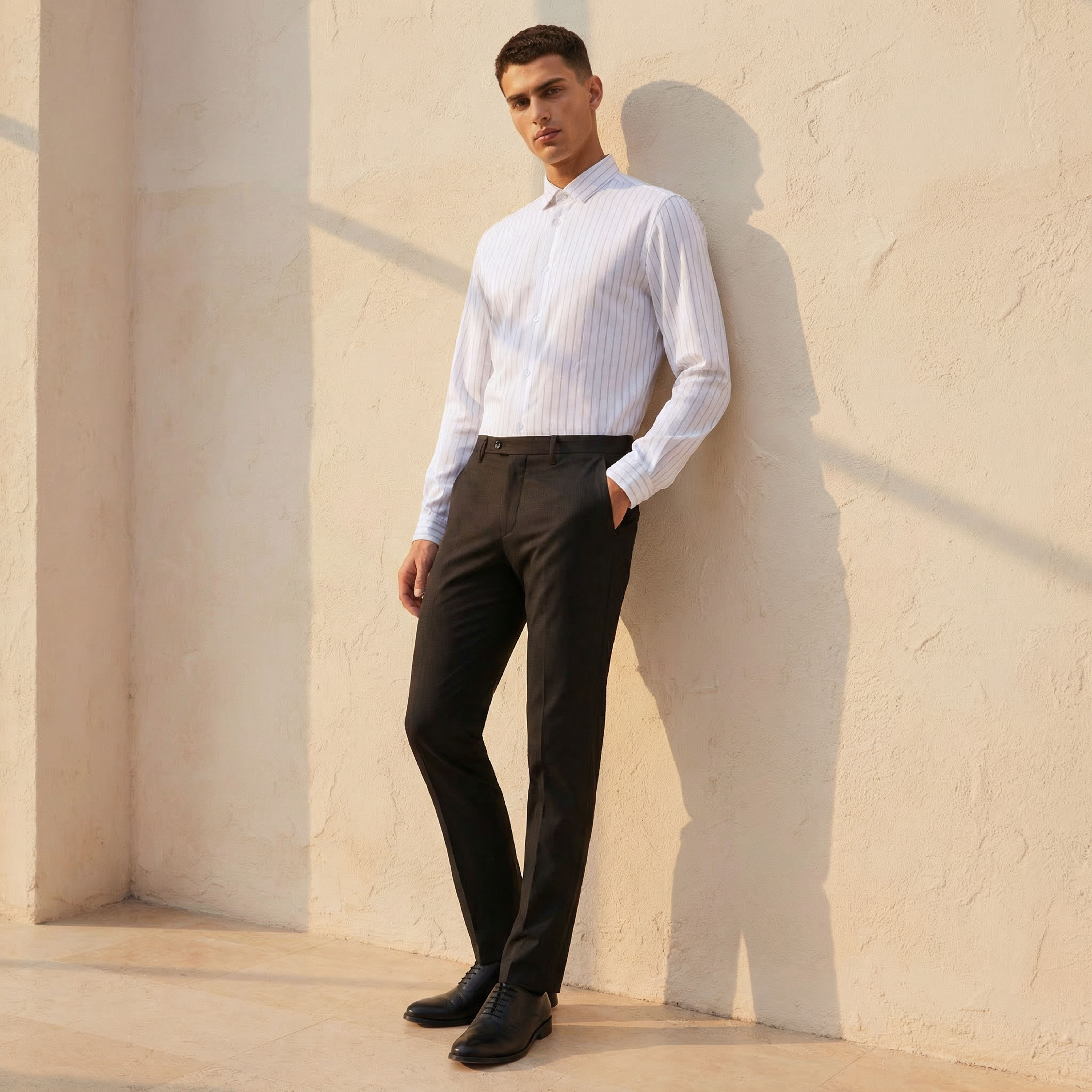 قميص مقلم بقصة عادية وياقة وأكمام طويلة للرجال-men-clothing-shirts-image-3