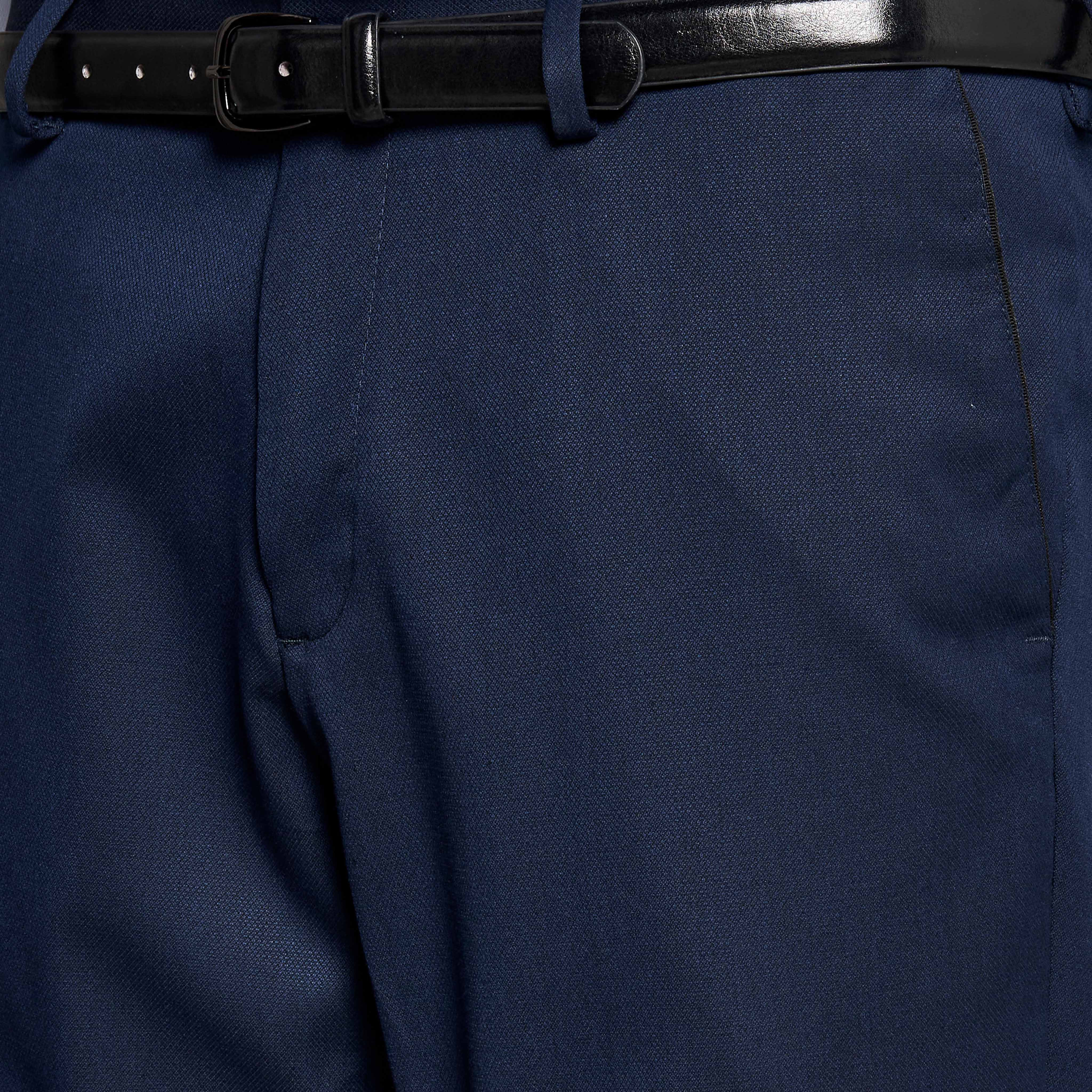 Slim Fit Belted Flexi Waist Formal Trousers-men-clothing-bottoms-trousersandchinos-trousers-image-2