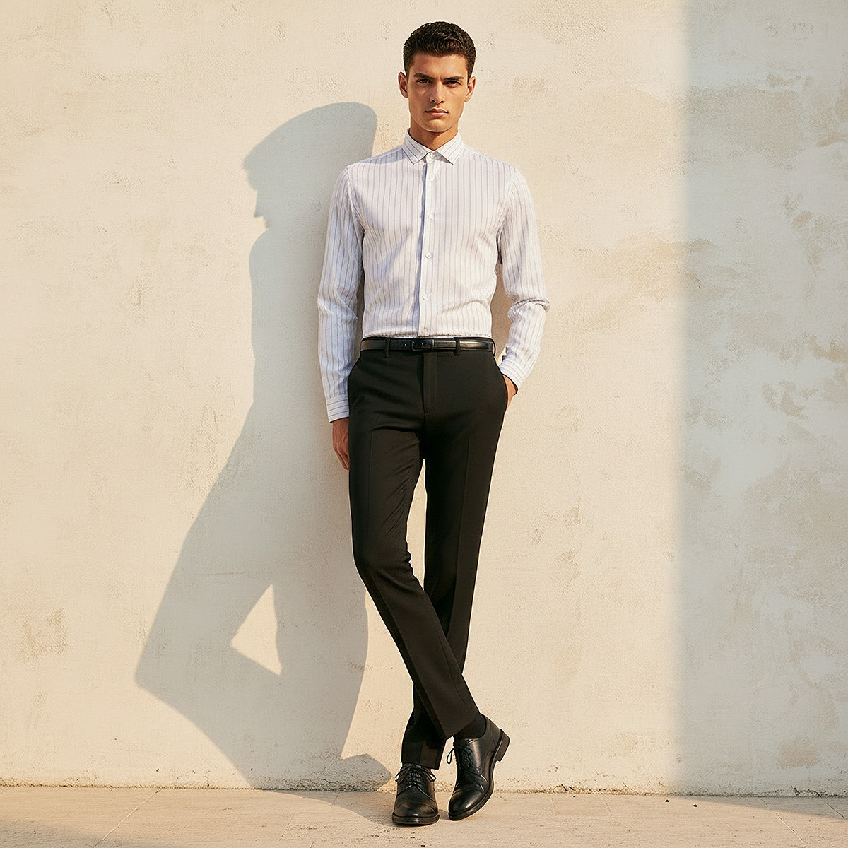 Slim Fit Belted Flexi Waist Formal Trousers-men-clothing-bottoms-trousersandchinos-trousers-image-3