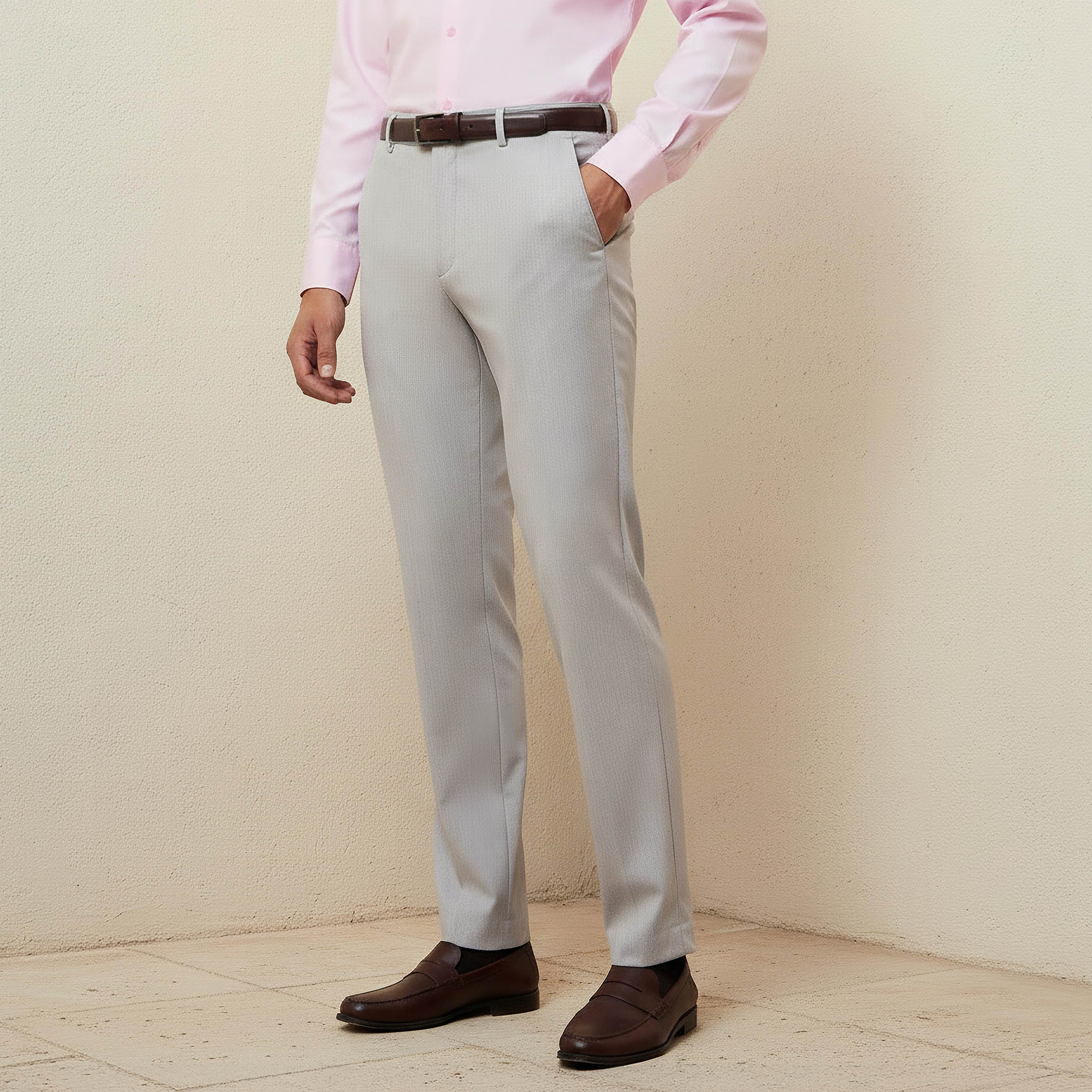 Slim Fit Belted Flexi Waist Formal Trousers-PROMO_SP_OM_2FOR18_130625-image-1