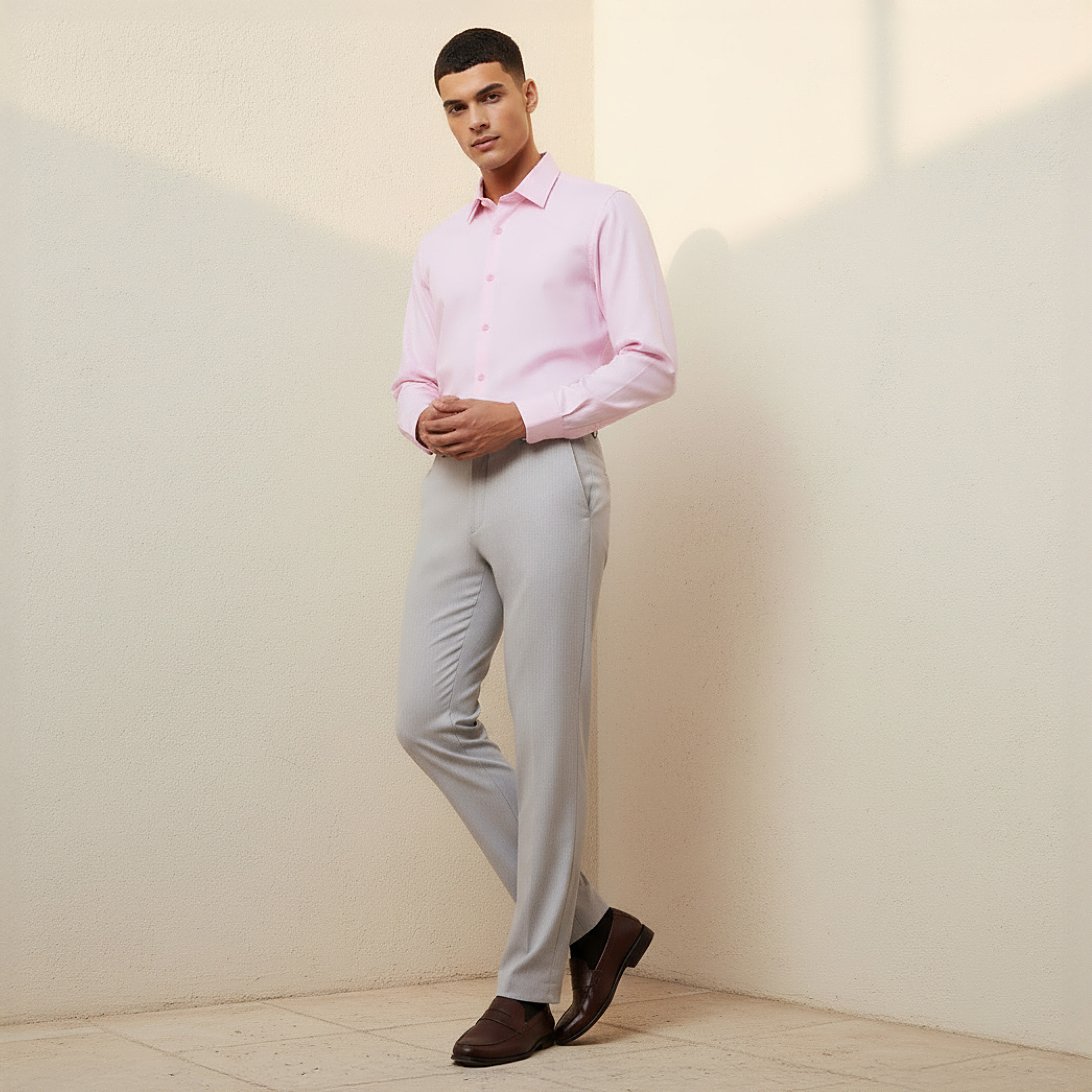 Slim Fit Belted Flexi Waist Formal Trousers-PROMO_SP_OM_2FOR18_130625-image-3