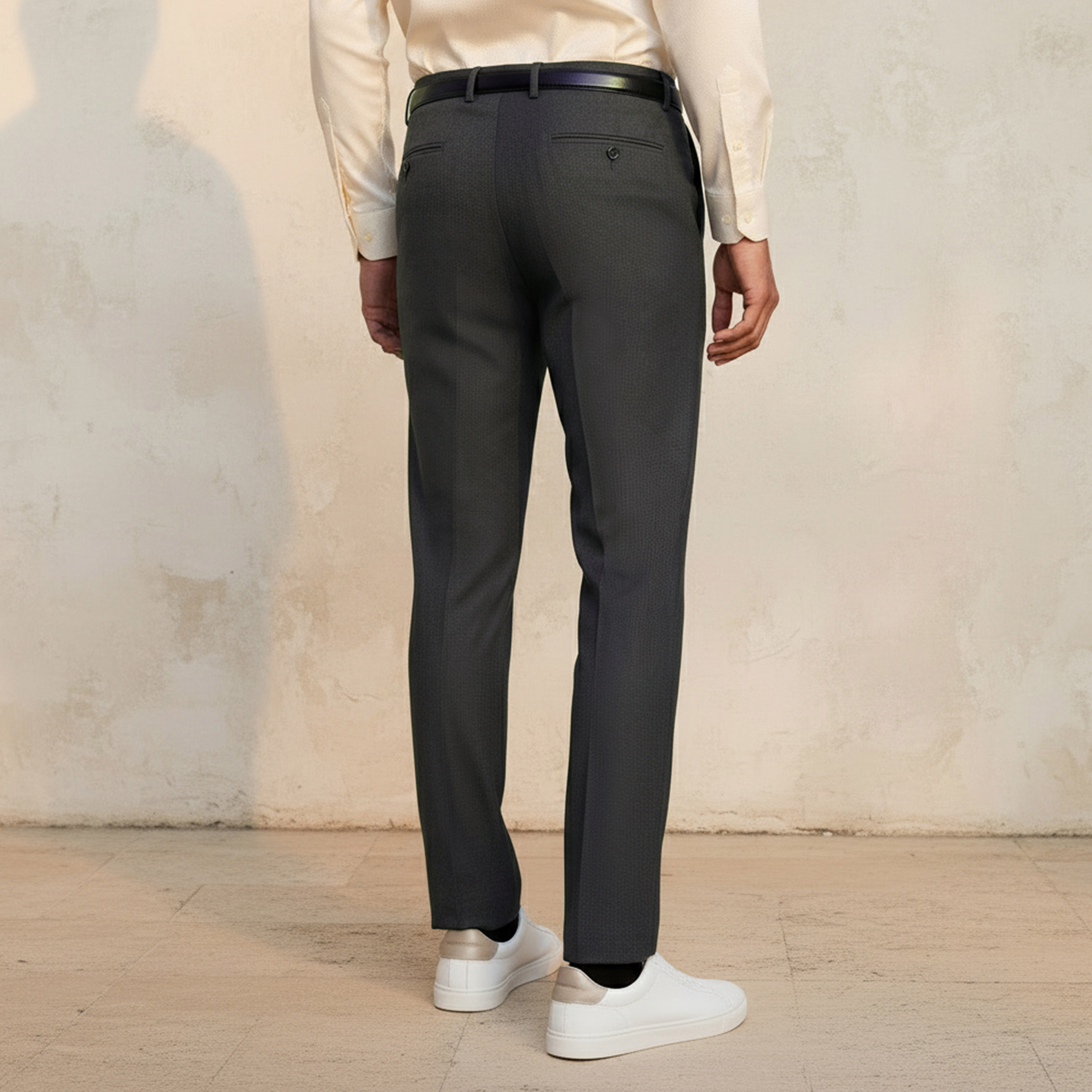 Slim Fit Belted Flexi Waist Formal Trousers-men-clothing-bottoms-trousersandchinos-trousers-image-4