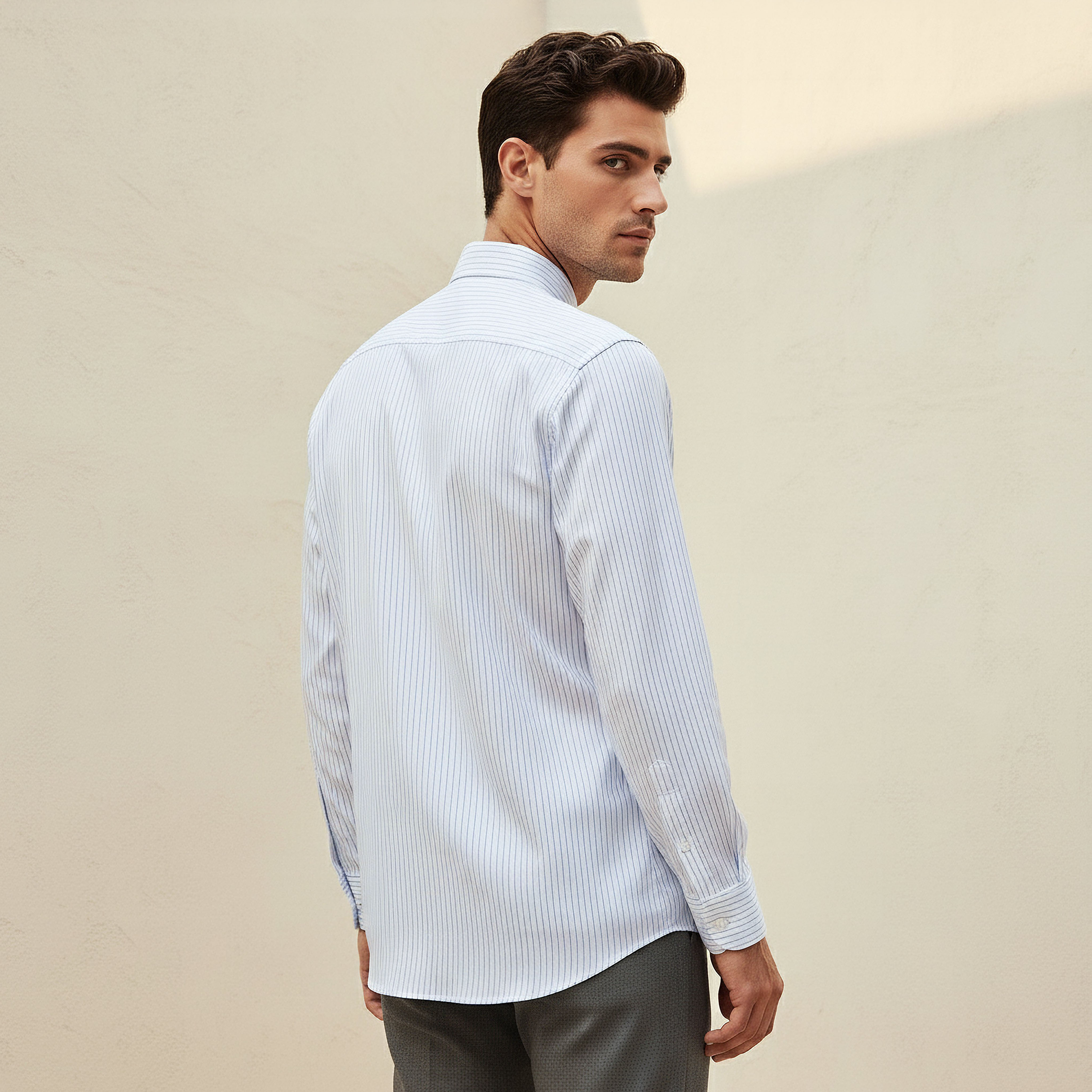 Men Regular Fit Collared Striped Long Sleeves Shirt-men-clothing-shirts-image-4