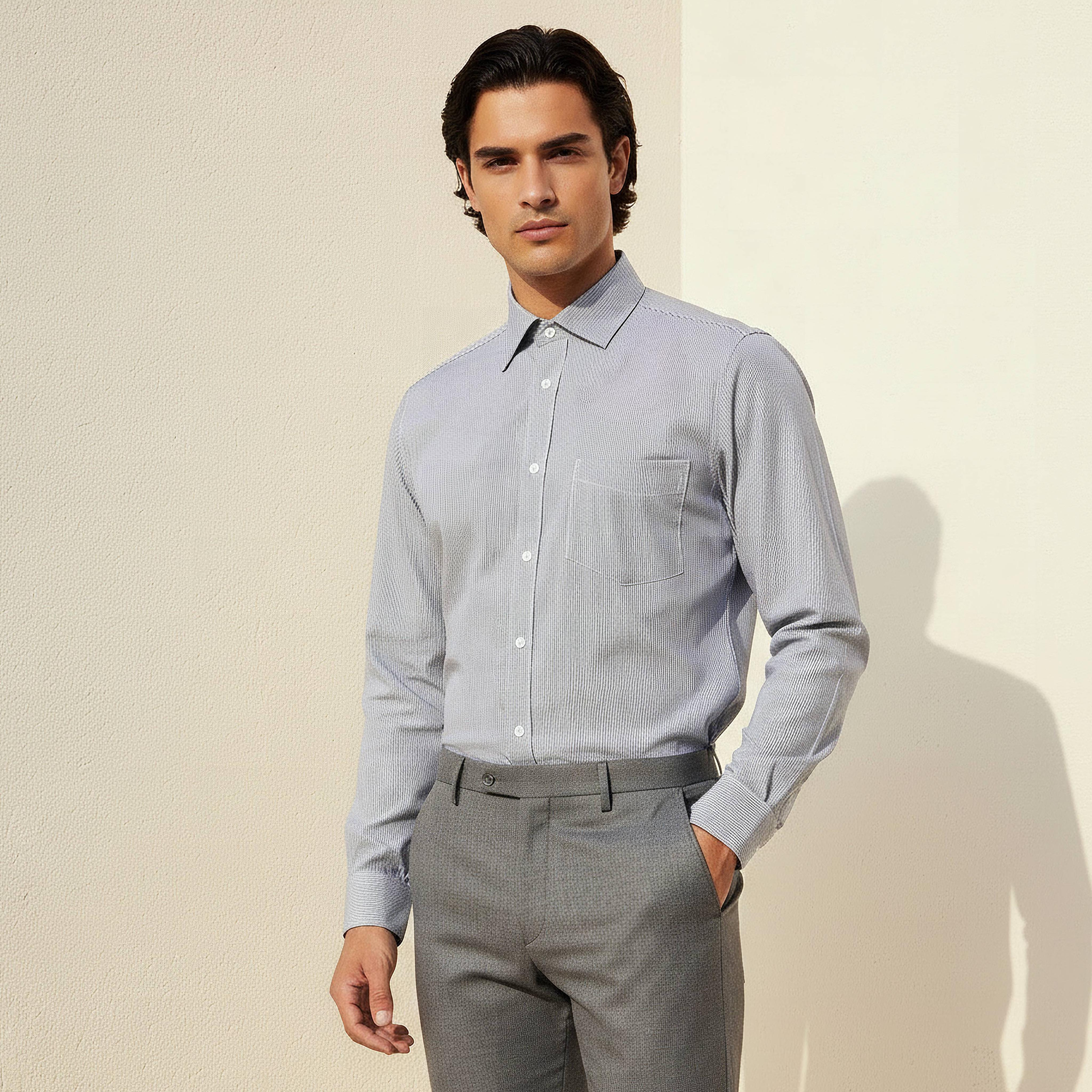 Men Regular Fit Collared Striped Long Sleeves Shirt-men-clothing-shirts-image-1