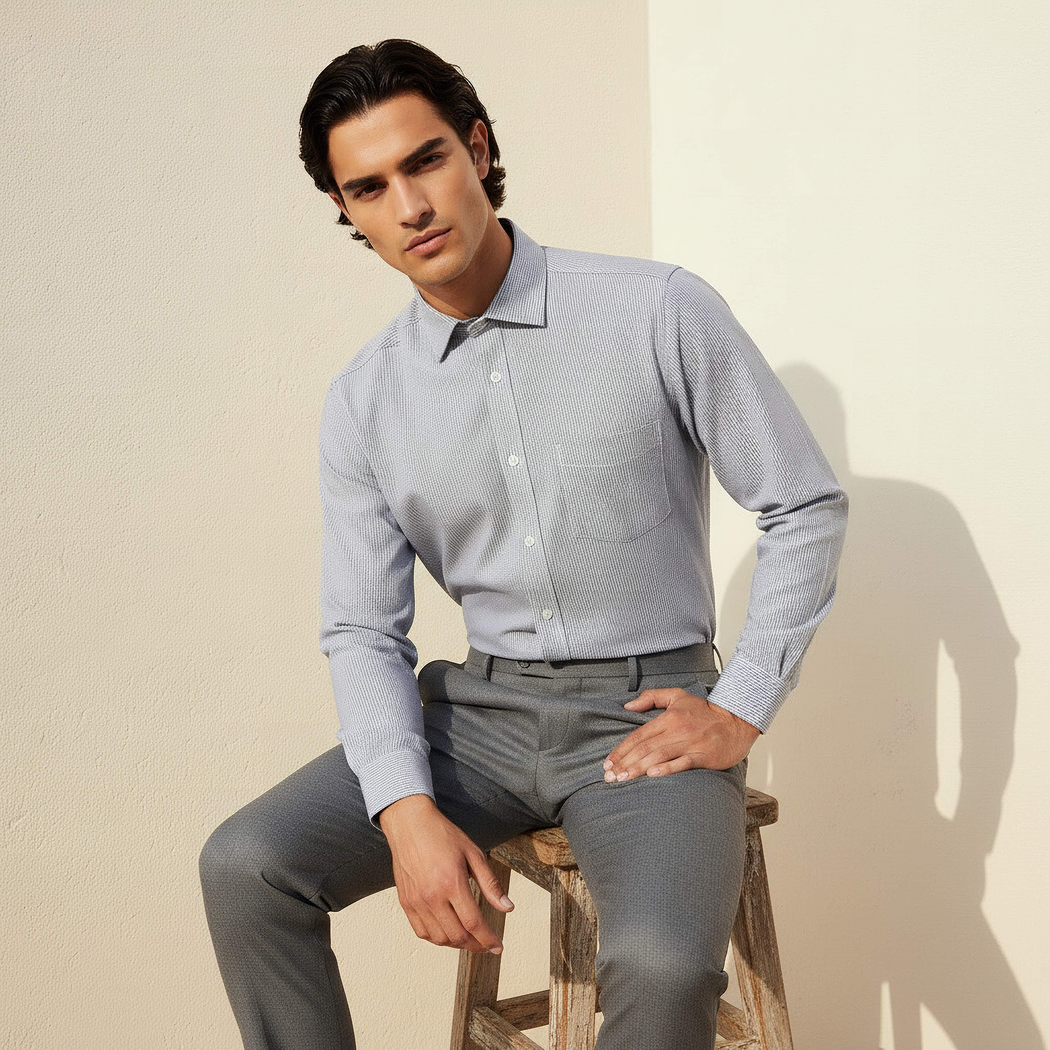 Men Regular Fit Collared Striped Long Sleeves Shirt-men-clothing-shirts-image-5