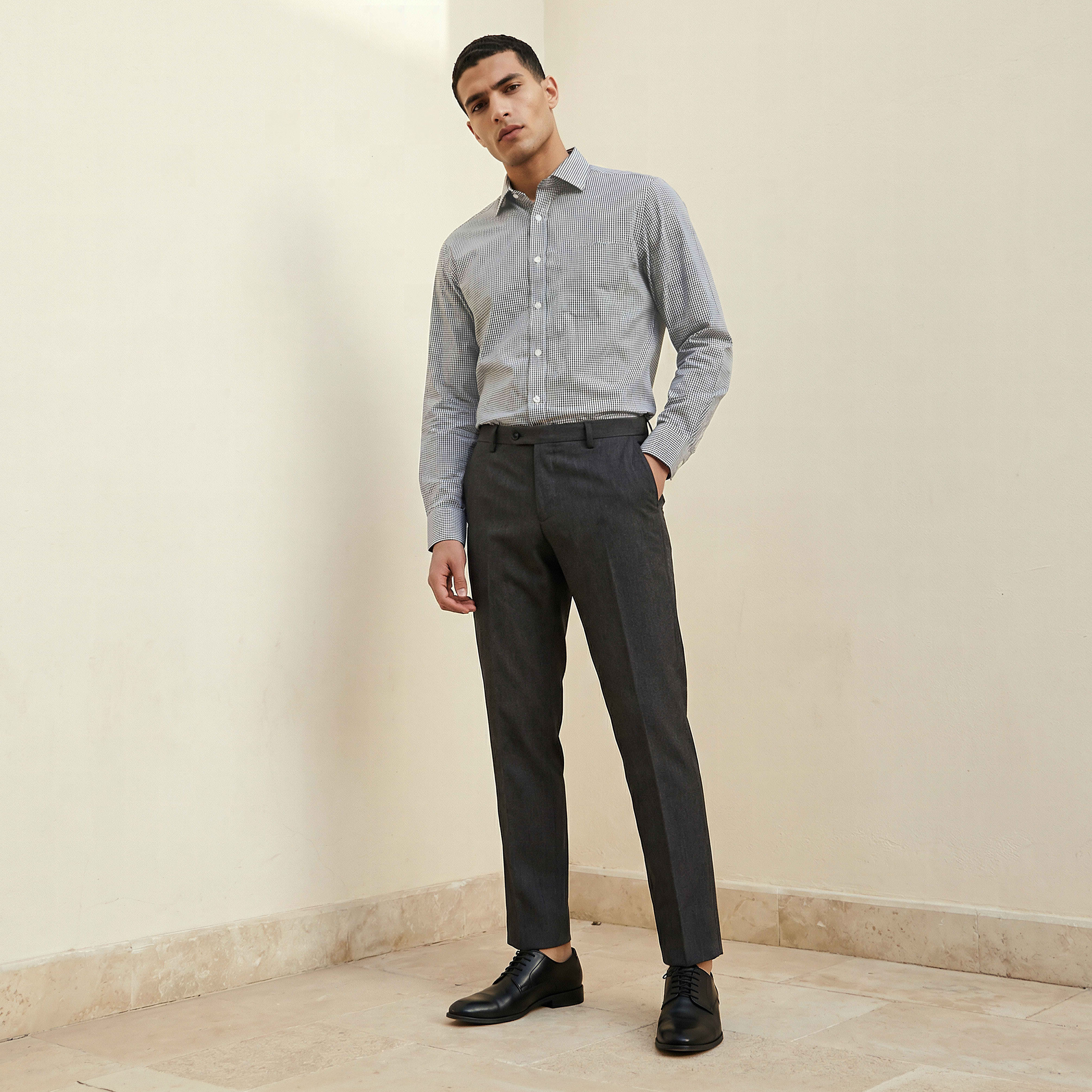 Men Regular Fit Collared Checked Long Sleeves Shirt-men-clothing-shirts-image-3