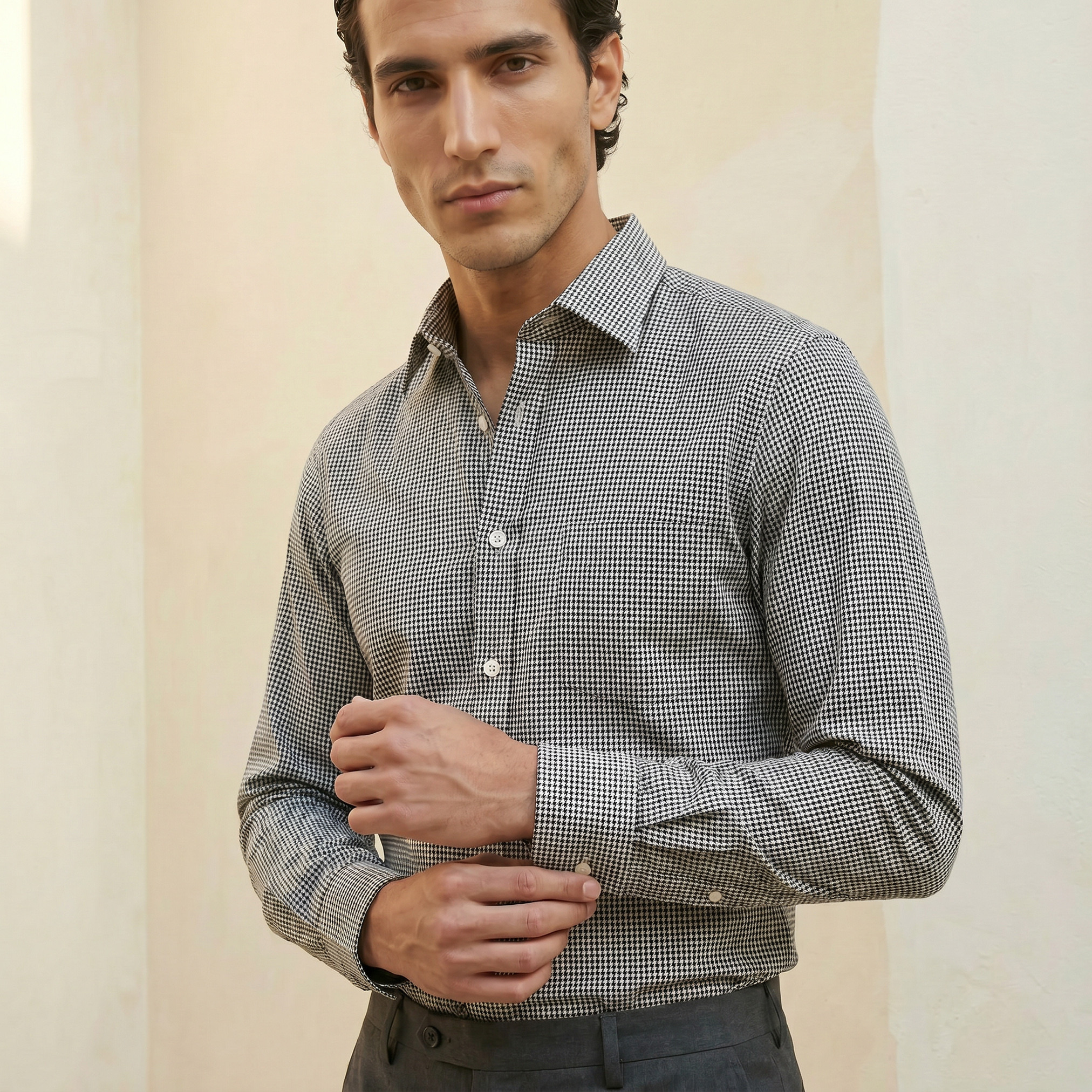 Men Regular Fit Collared Checked Long Sleeves Shirt-men-clothing-shirts-image-6