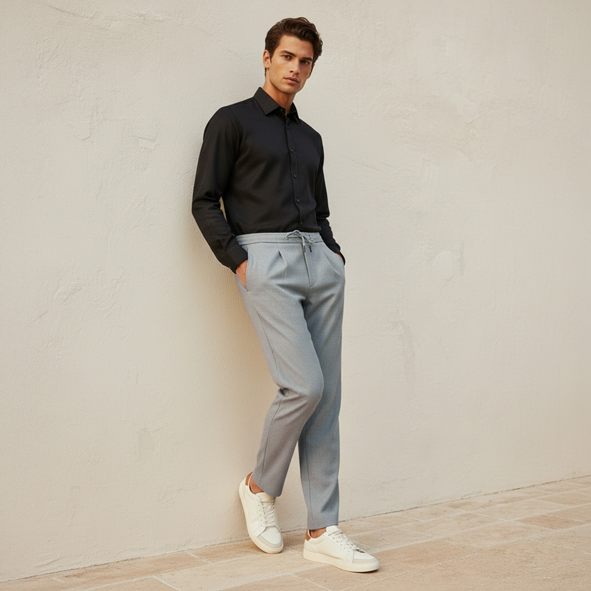 Regular Fit Flexi Waist Formal Trousers-men-clothing-bottoms-trousersandchinos-trousers-image-3
