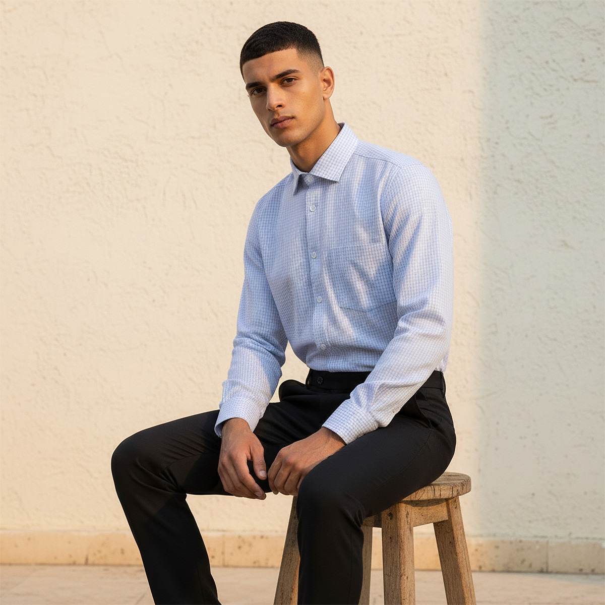 Regular Fit Collared Checked Long Sleeves Shirt-men-clothing-shirts-image-5