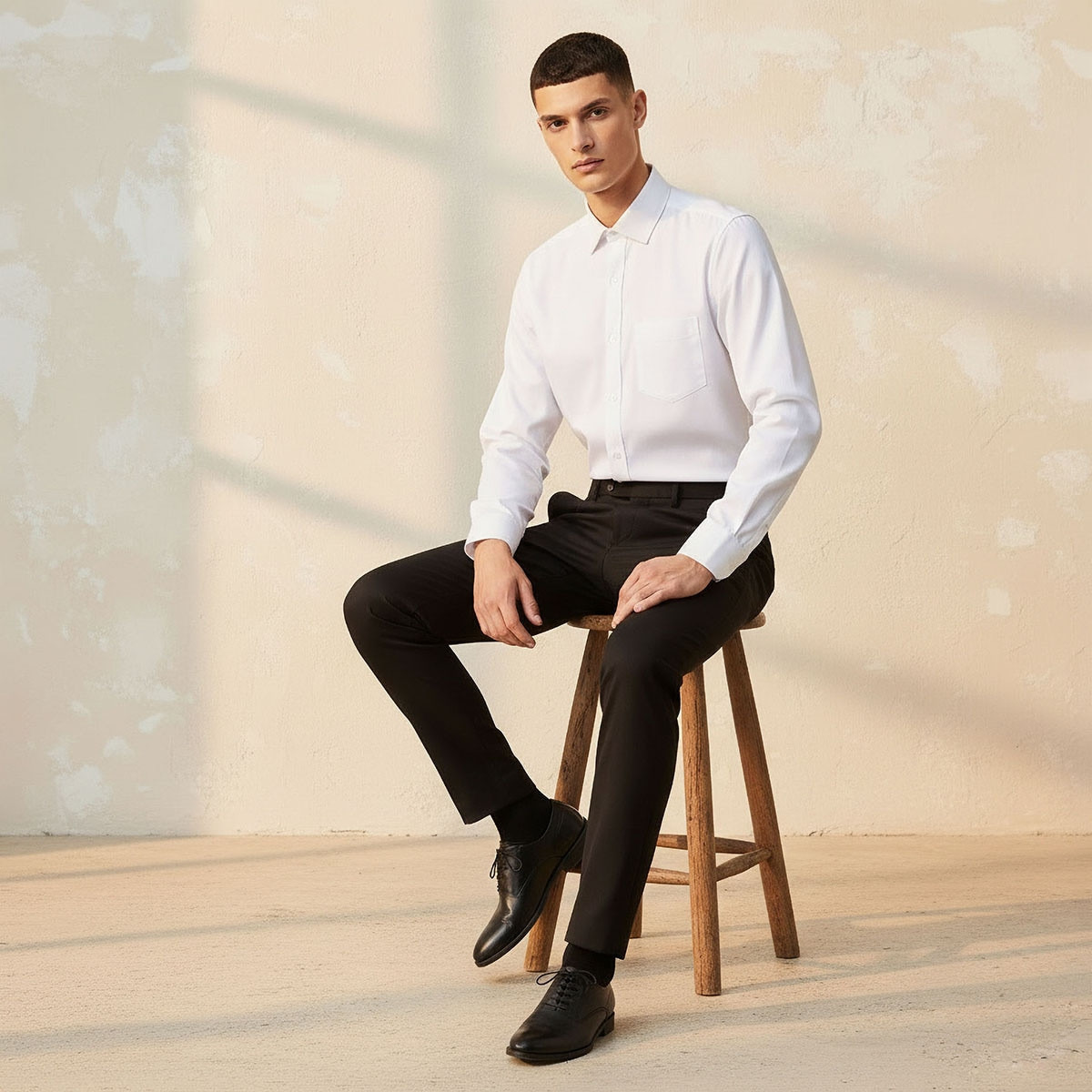Regular Fit Collared Textured Long Sleeves Shirt-men-clothing-shirts-image-5