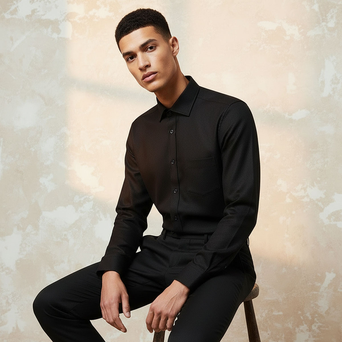 Regular Fit Collared Textured Long Sleeves Shirt-men-clothing-shirts-image-5