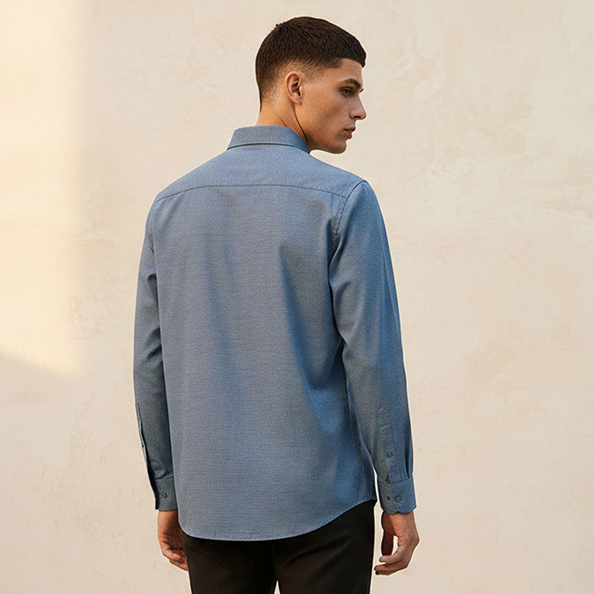 Regular Fit Collared Textured Long Sleeves Shirt-men-clothing-shirts-image-4