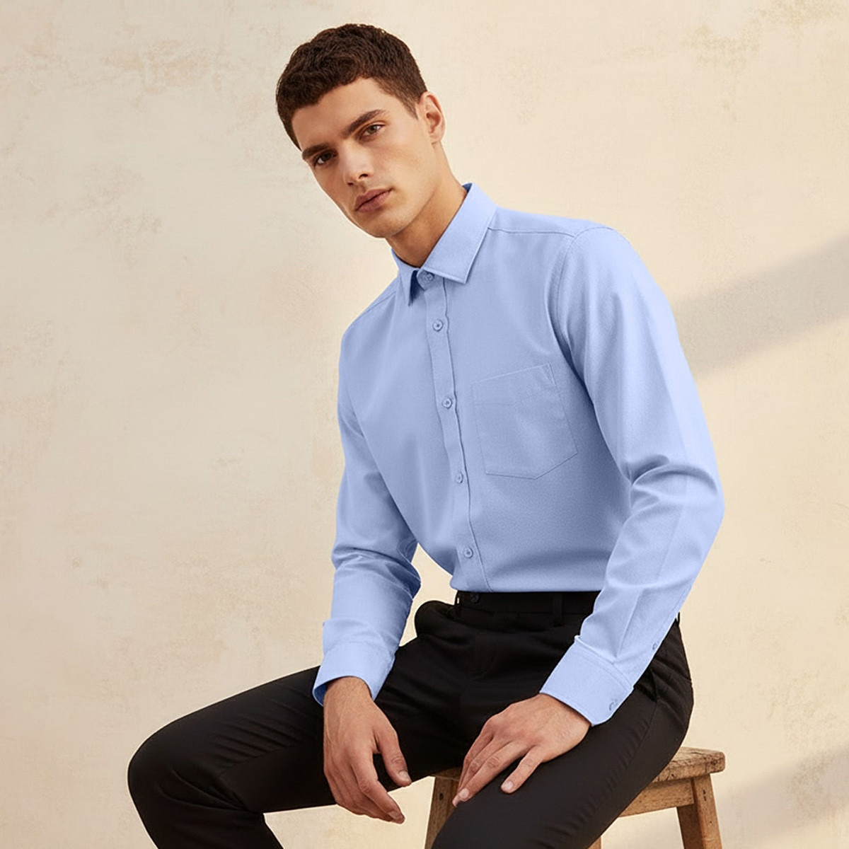 Regular Fit Collared Textured Long Sleeves Shirt-men-clothing-shirts-image-5