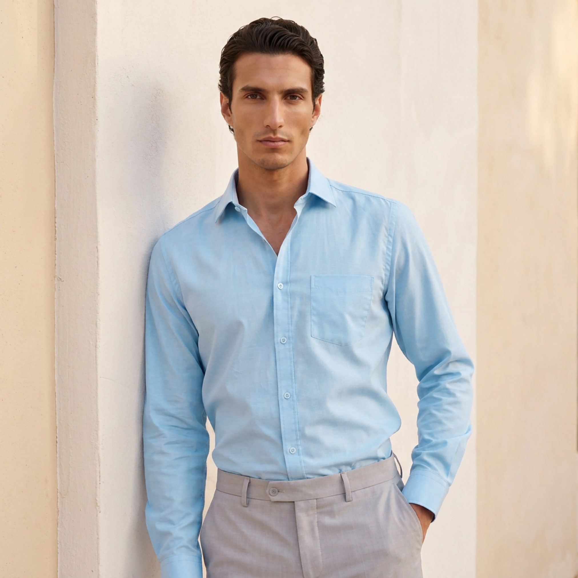 قميص بارز الملمس بأكمام طويلة وقصة وياقة مريحة-men-clothing-shirts-image-1