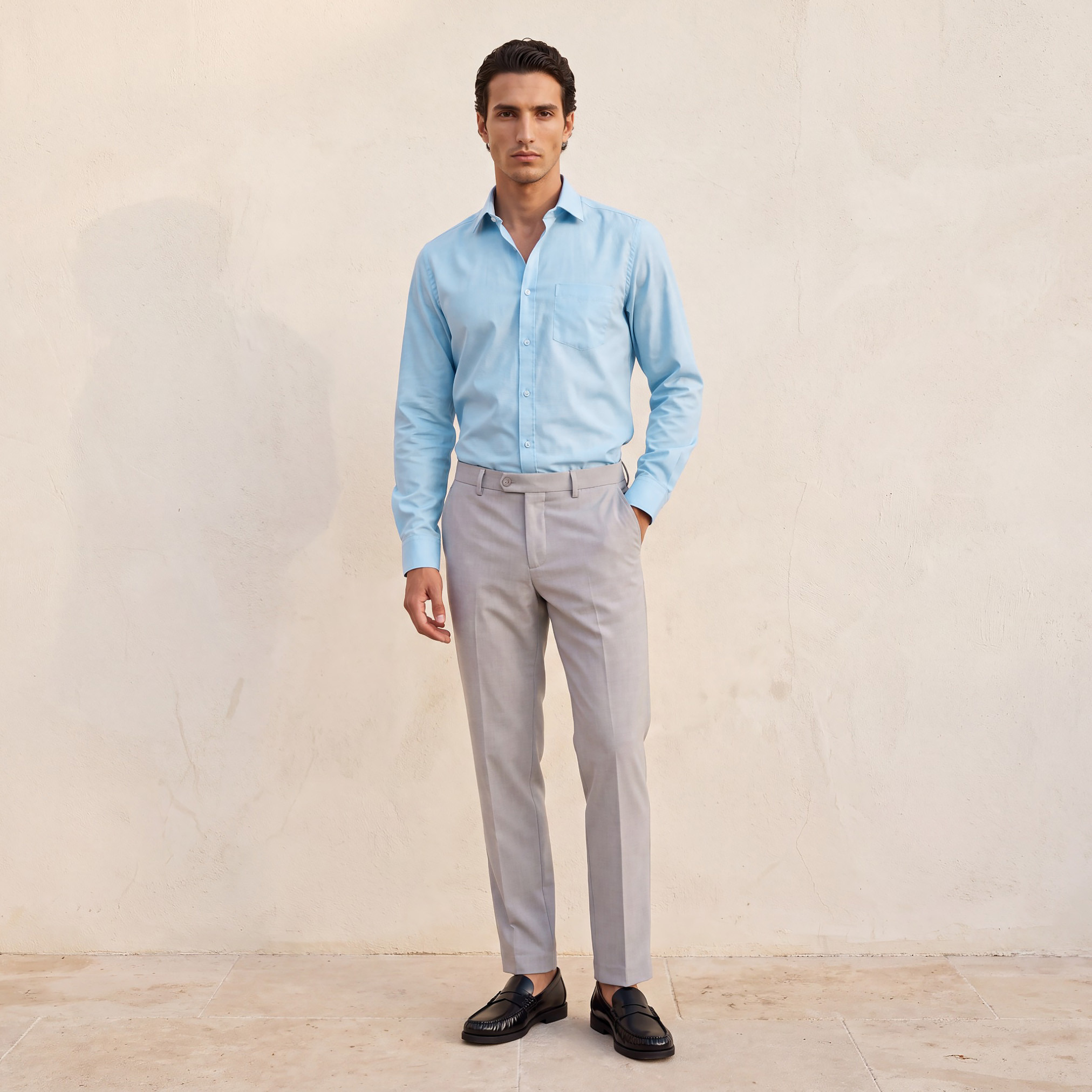 قميص بارز الملمس بأكمام طويلة وقصة وياقة مريحة-men-clothing-shirts-image-4