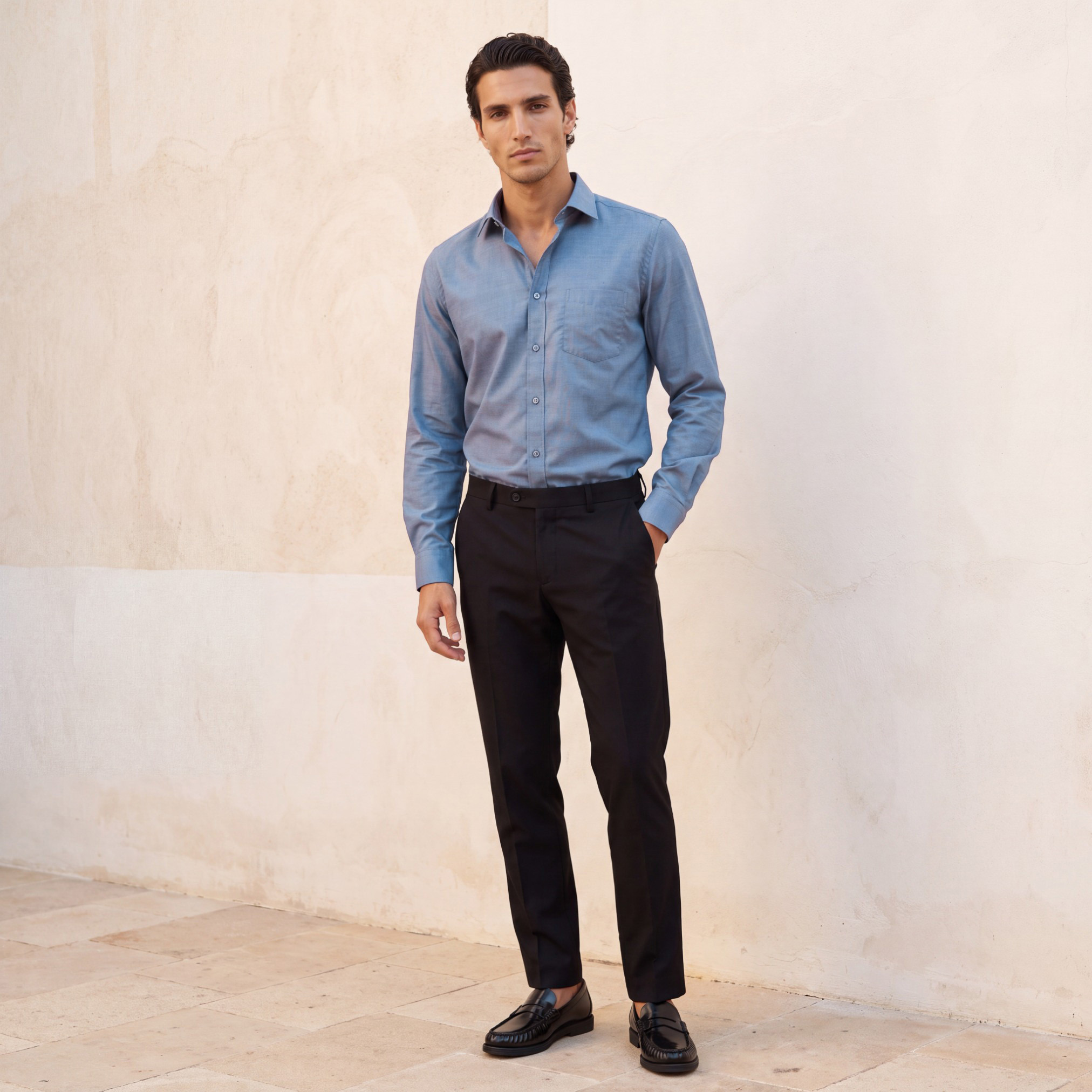 قميص بارز الملمس بأكمام طويلة وقصة وياقة مريحة-men-clothing-shirts-image-1
