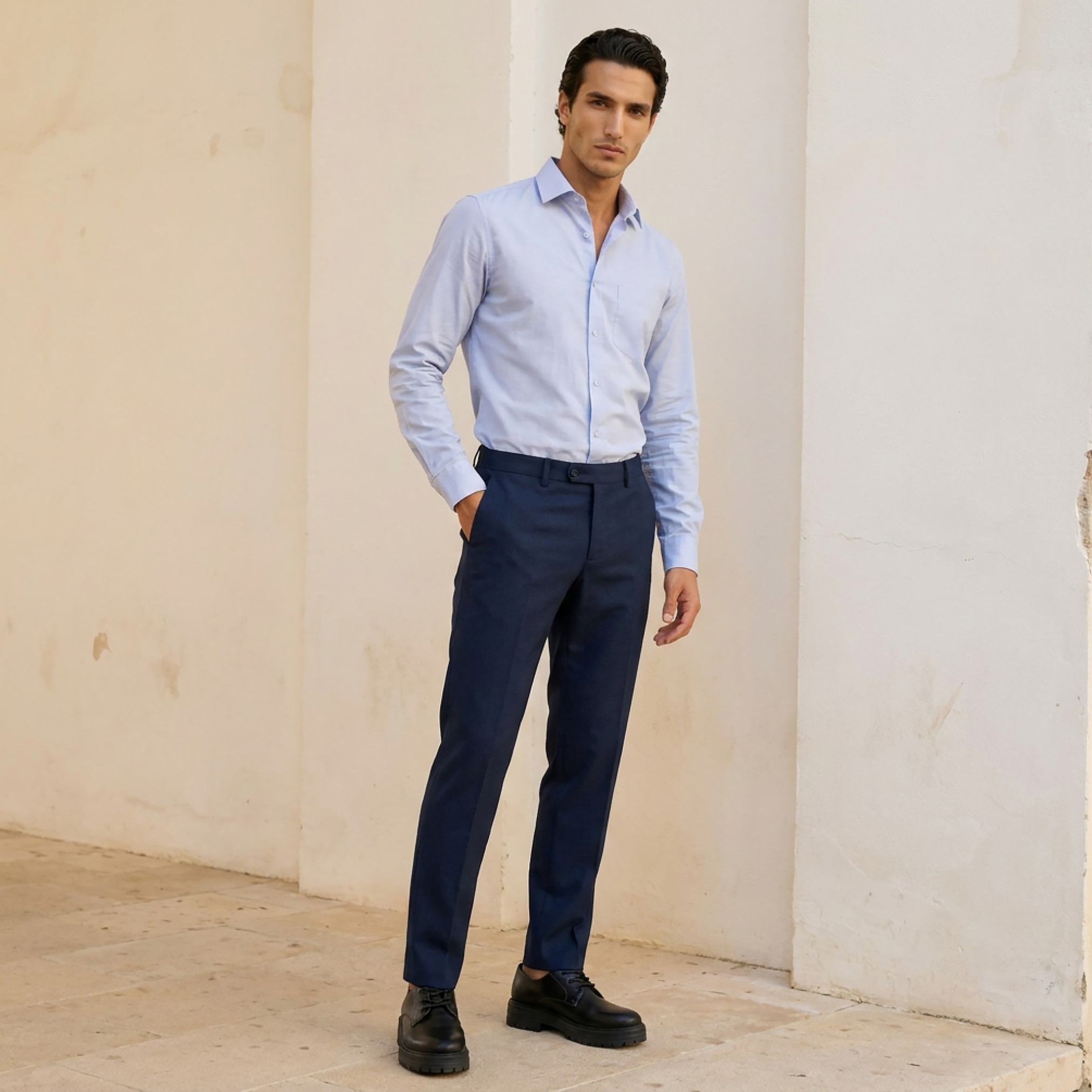 Regular Fit Collared Textured Long Sleeves Shirt-men-clothing-shirts-image-4