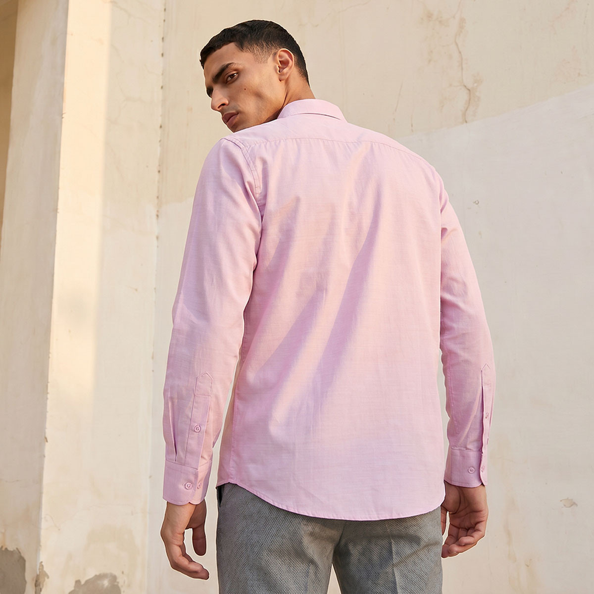 Regular Fit Collared Textured Long Sleeves Shirt-men-clothing-shirts-image-4