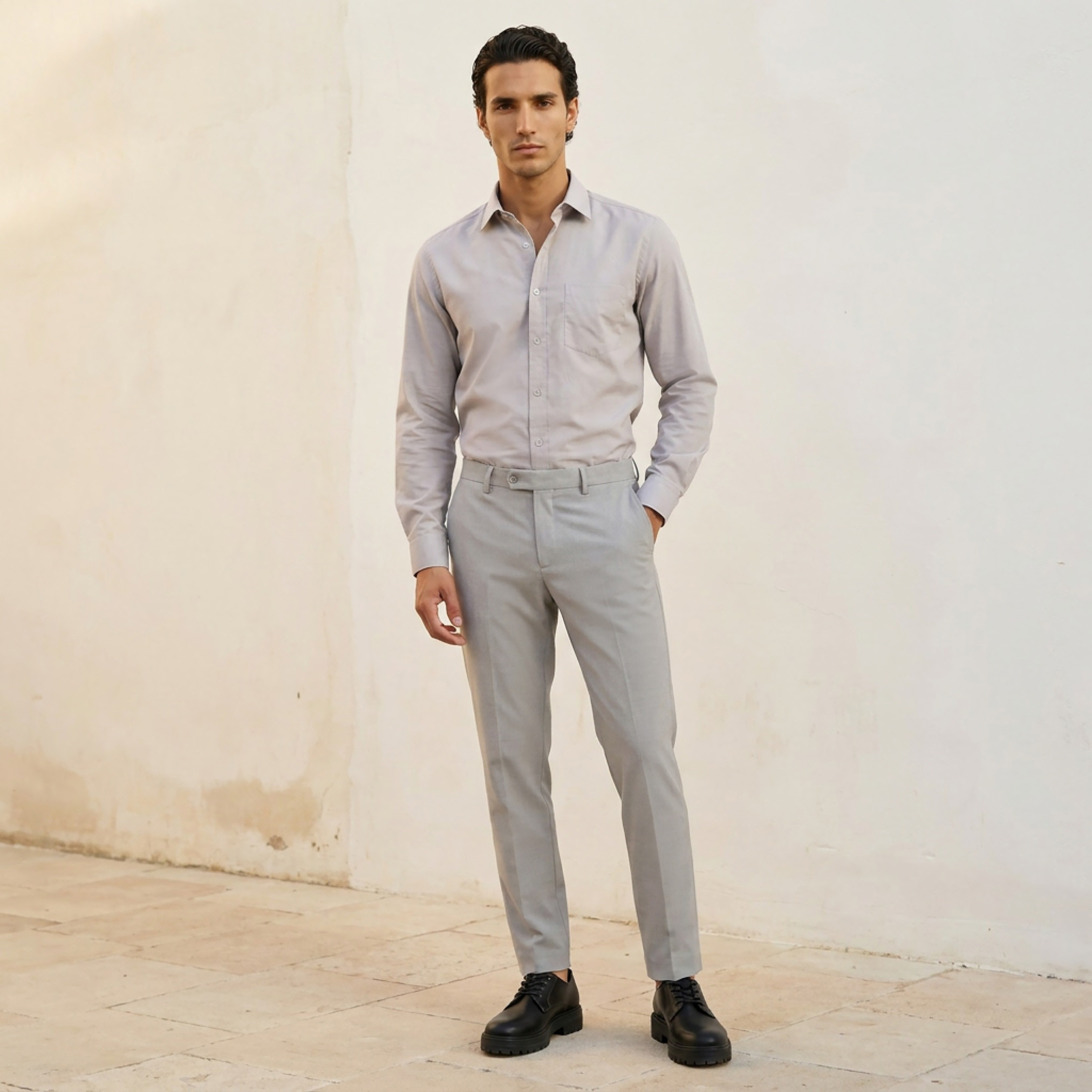 قميص بارز الملمس بأكمام طويلة وقصة وياقة مريحة-men-clothing-shirts-image-4
