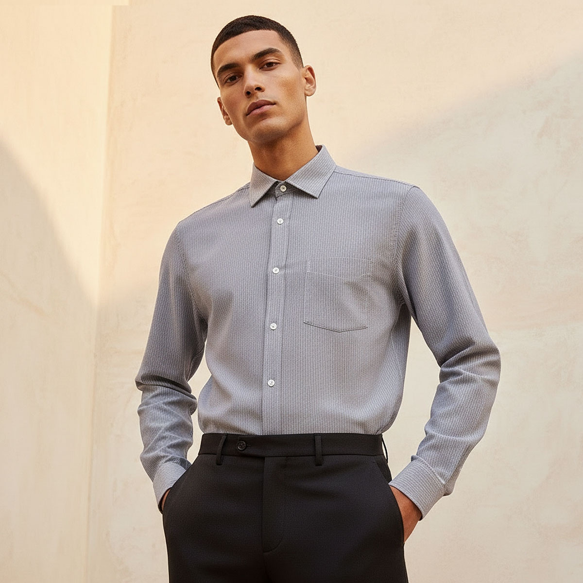 Regular Fit Collared Striped Long Sleeves Shirt-men-clothing-shirts-image-1