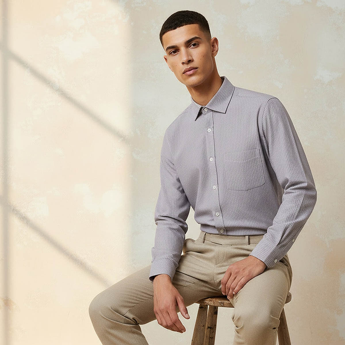 Regular Fit Collared Striped Long Sleeves Shirt-men-clothing-shirts-image-1