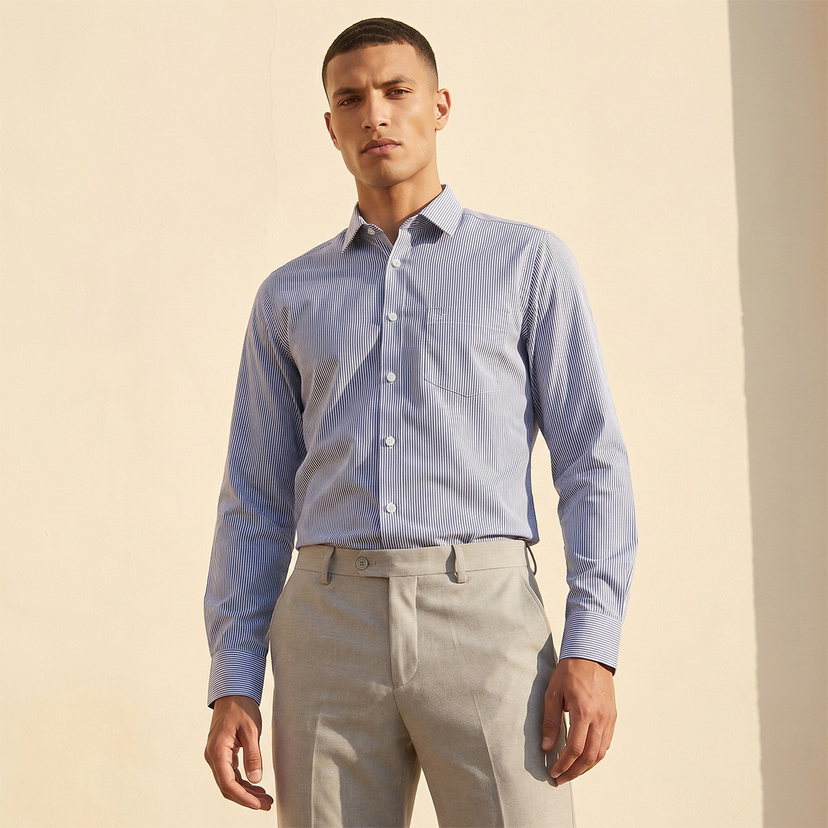 Regular Fit Collared Striped Long Sleeves Shirt-men-clothing-shirts-image-1