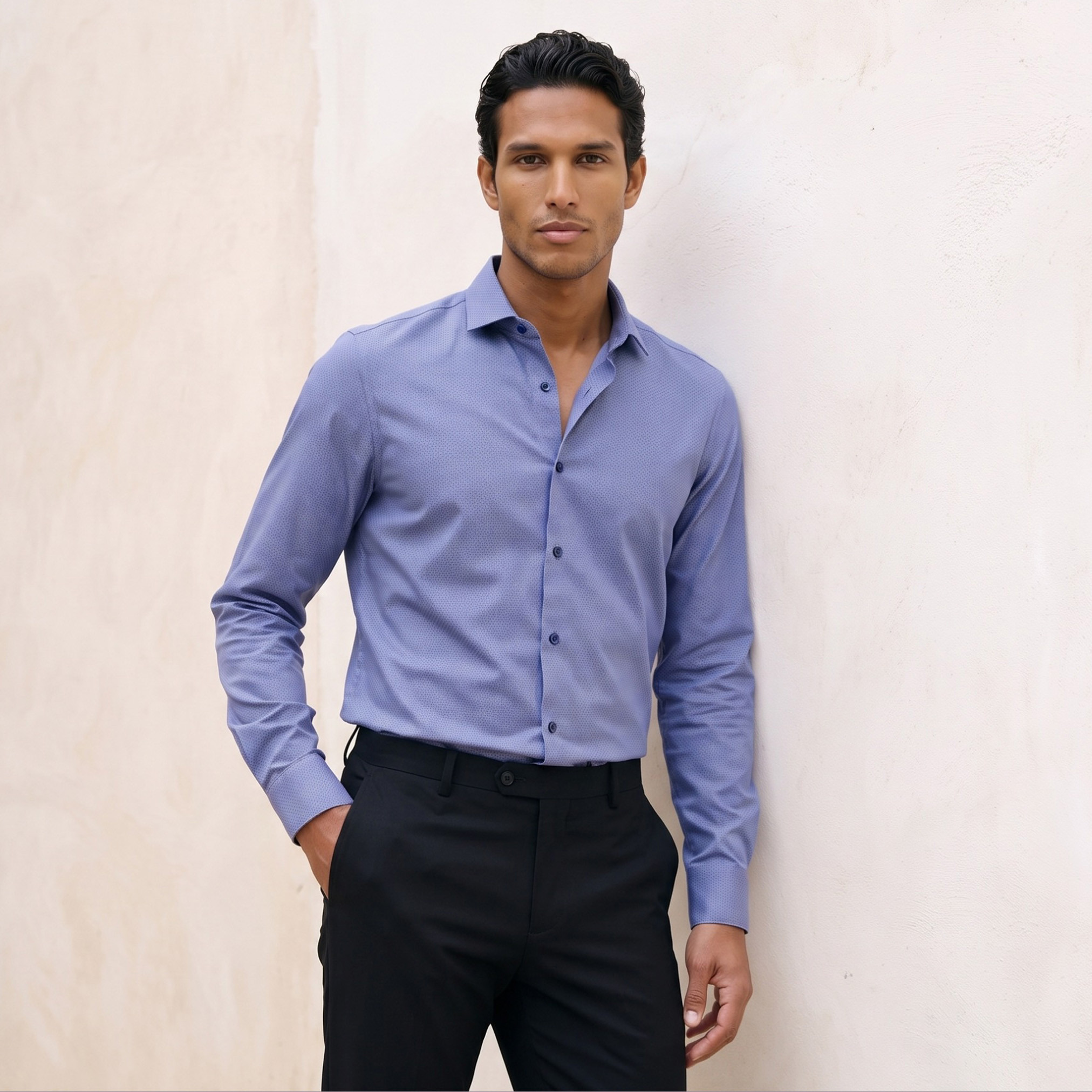 قميص بارز الملمس بقصة وياقة عادية وأكمام طويلة-men-clothing-shirts-image-1