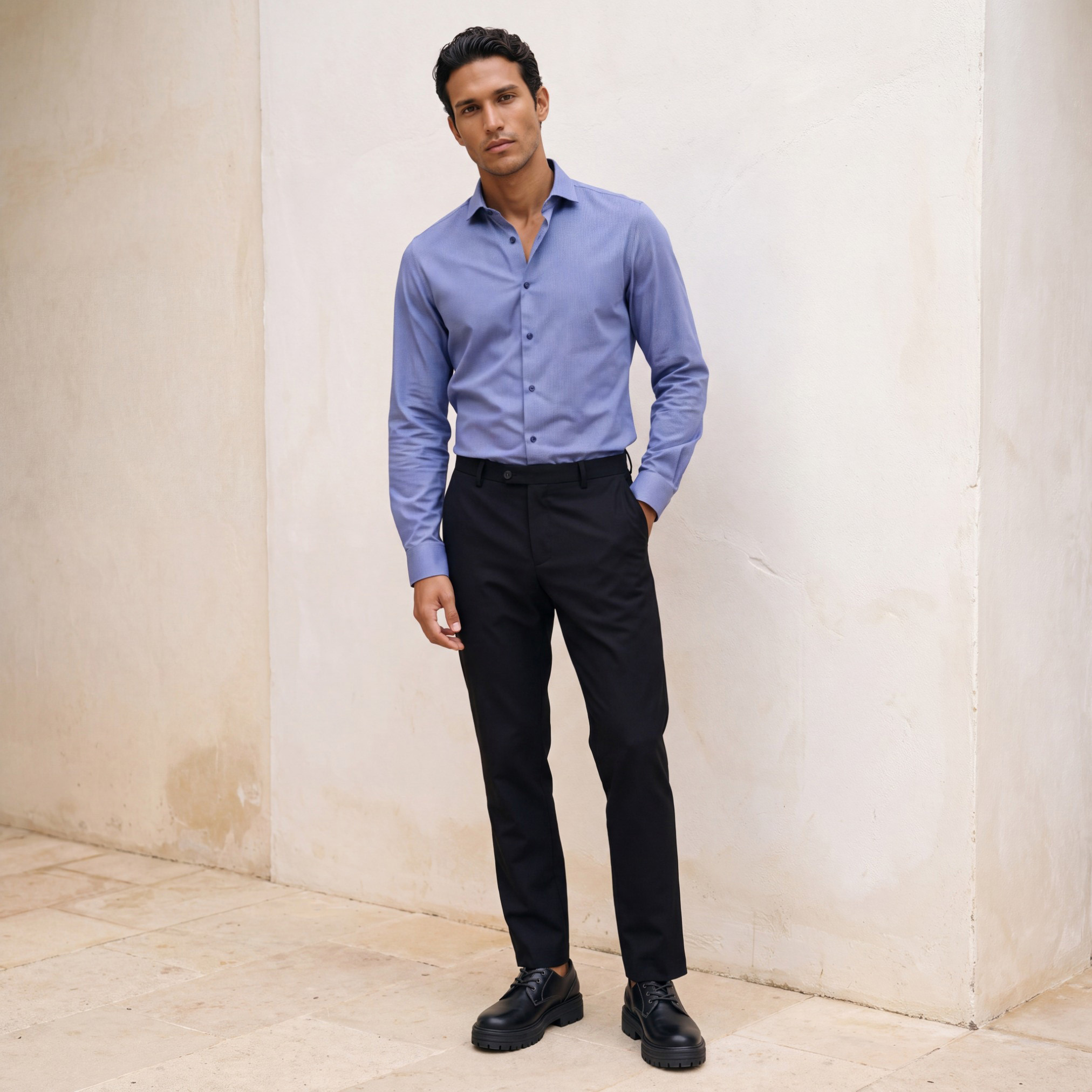 قميص بارز الملمس بقصة وياقة عادية وأكمام طويلة-men-clothing-shirts-image-4