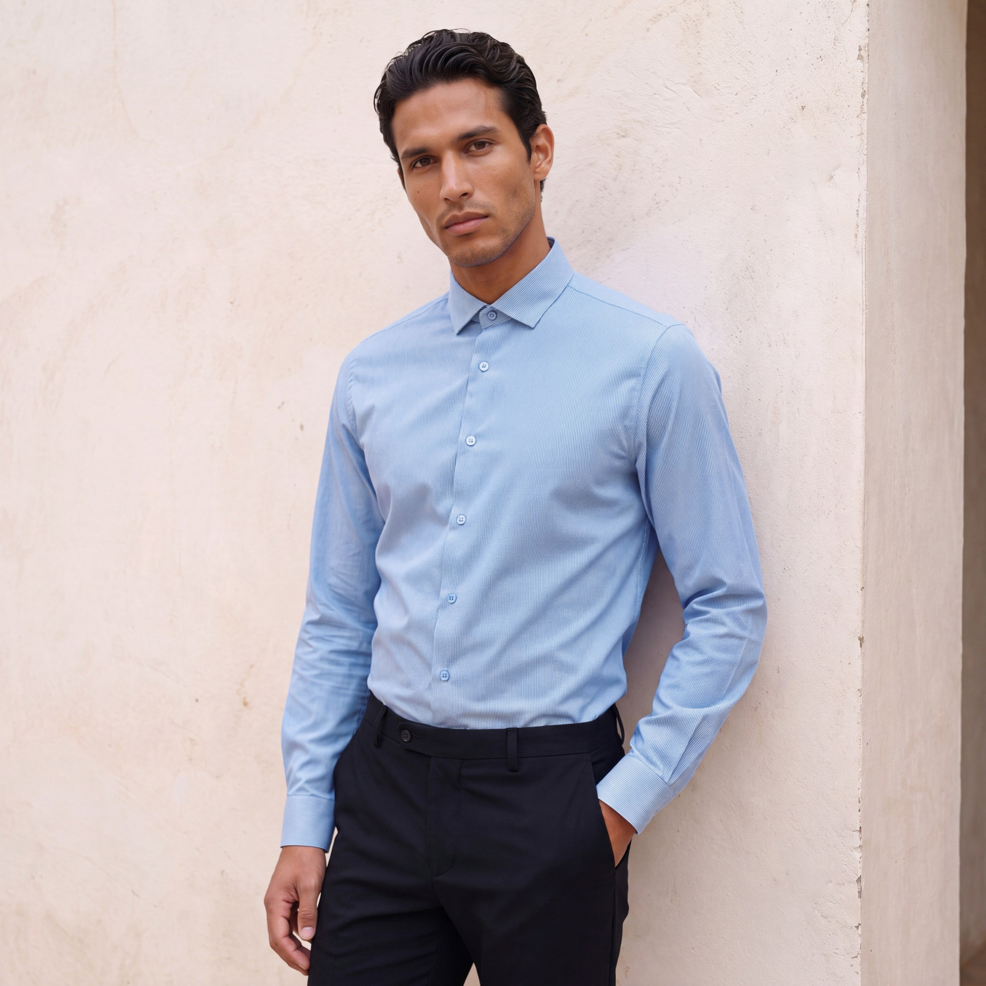 قميص مقلّم بقصّة عادية وأكمام طويلة-men-clothing-shirts-image-1