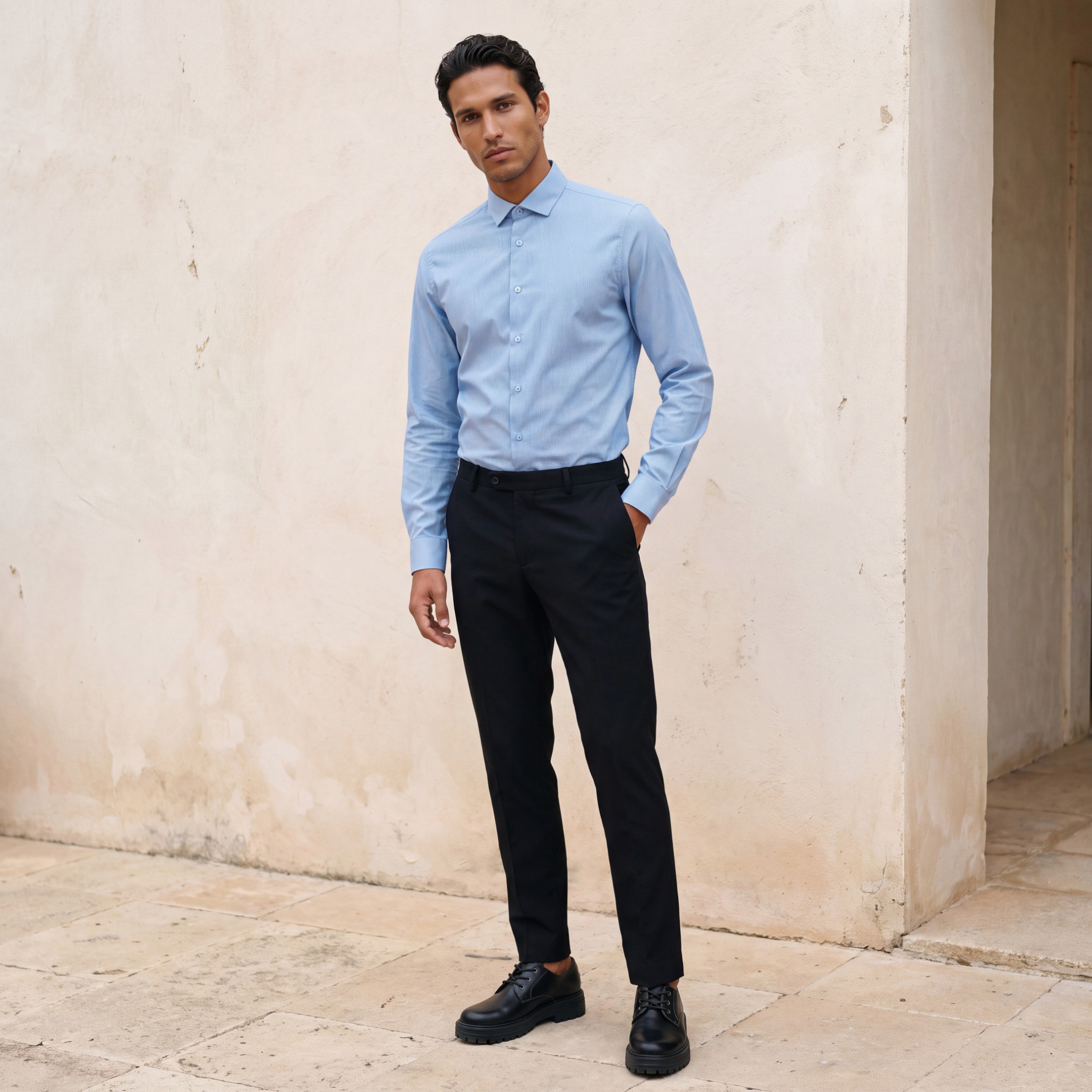قميص مقلّم بقصّة عادية وأكمام طويلة-men-clothing-shirts-image-4