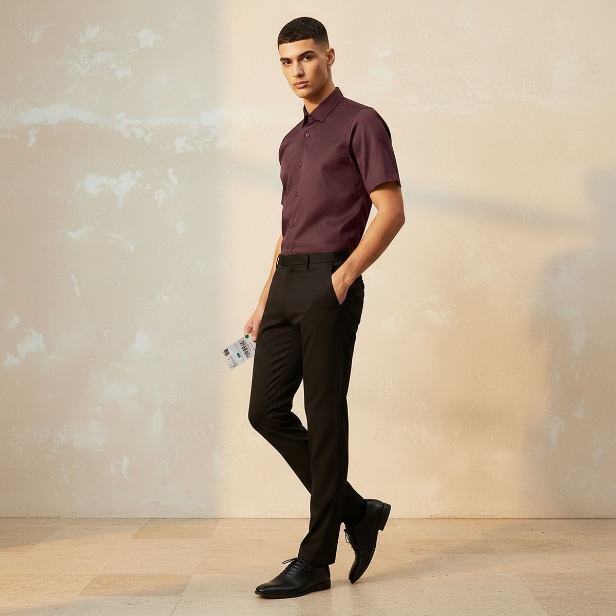 Slim Fit Collared Short Sleeves Shirt-men-clothing-shirts-image-3